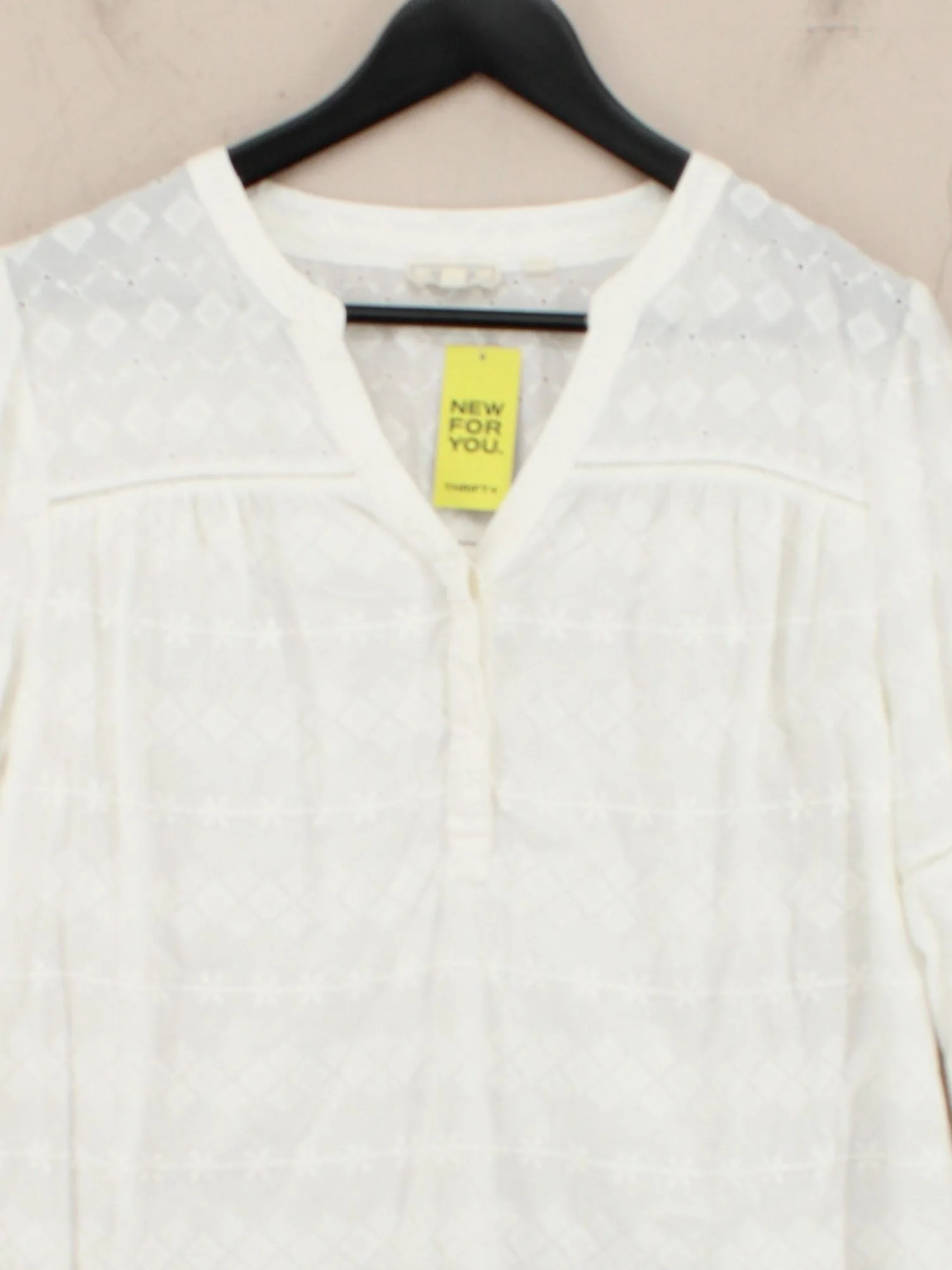 Fat Face Women's Top UK 14 White 100% Cotton Long Sleeve Collared Basic - Image 3
