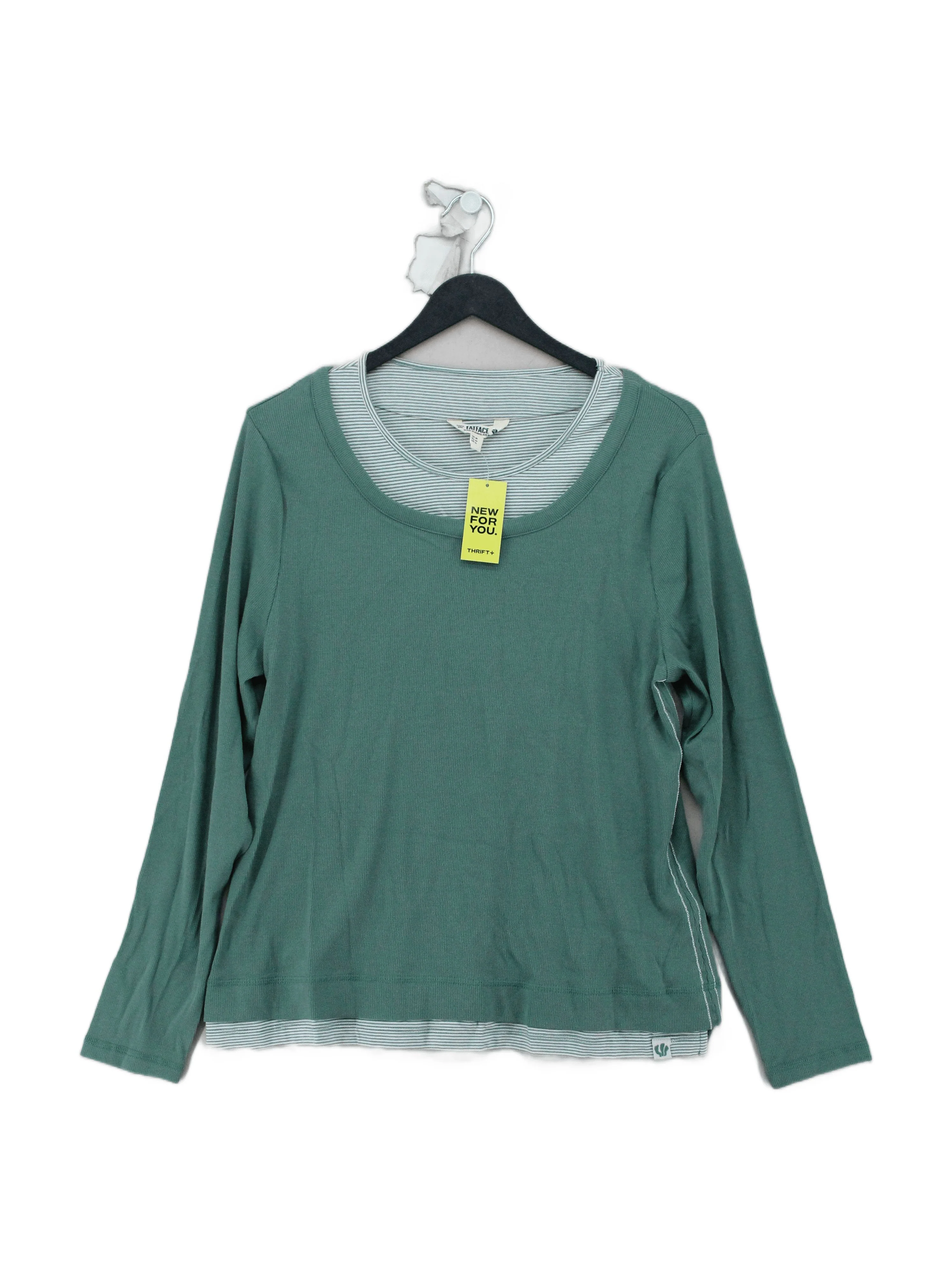 Fat Face Women's Top UK 16 Green Cotton with Elastane Basic