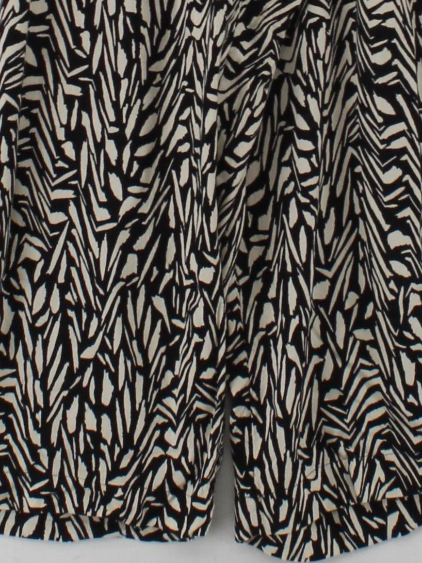 Fat Face Women's Trousers UK 10 Black Animal Print 100% Viscose Wide-Leg Cropped - Image 4