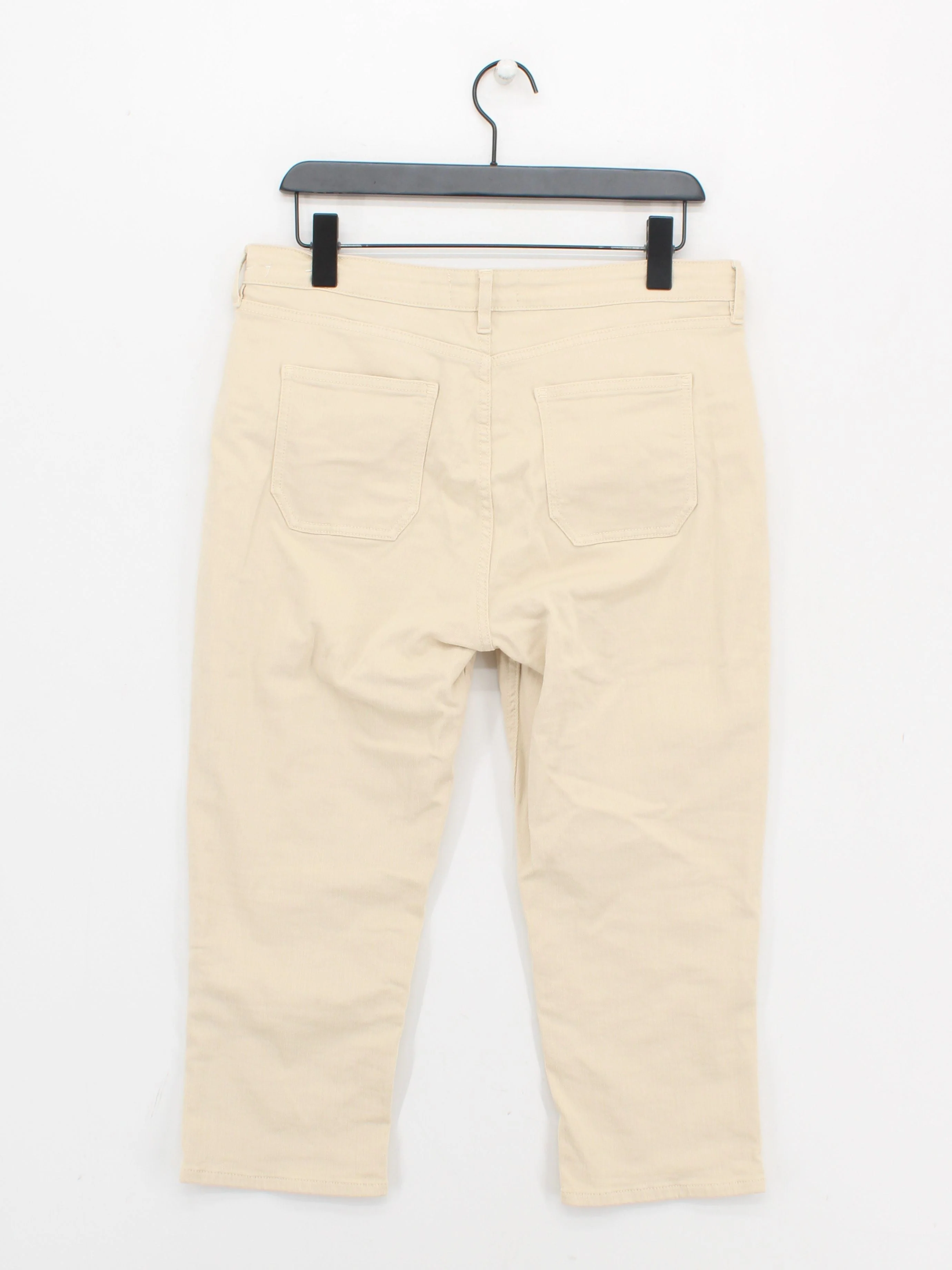 Fat Face Women's Trousers UK 14 Cream Cotton with Elastane Skinny Capri - Image 2