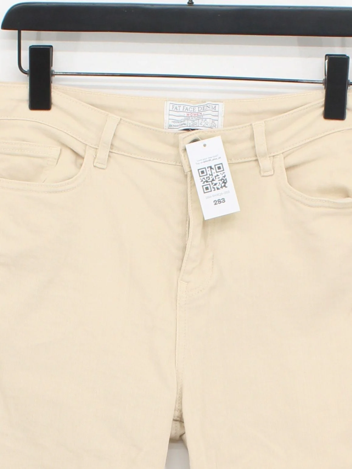 Fat Face Women's Trousers UK 14 Cream Cotton with Elastane Skinny Capri - Image 3