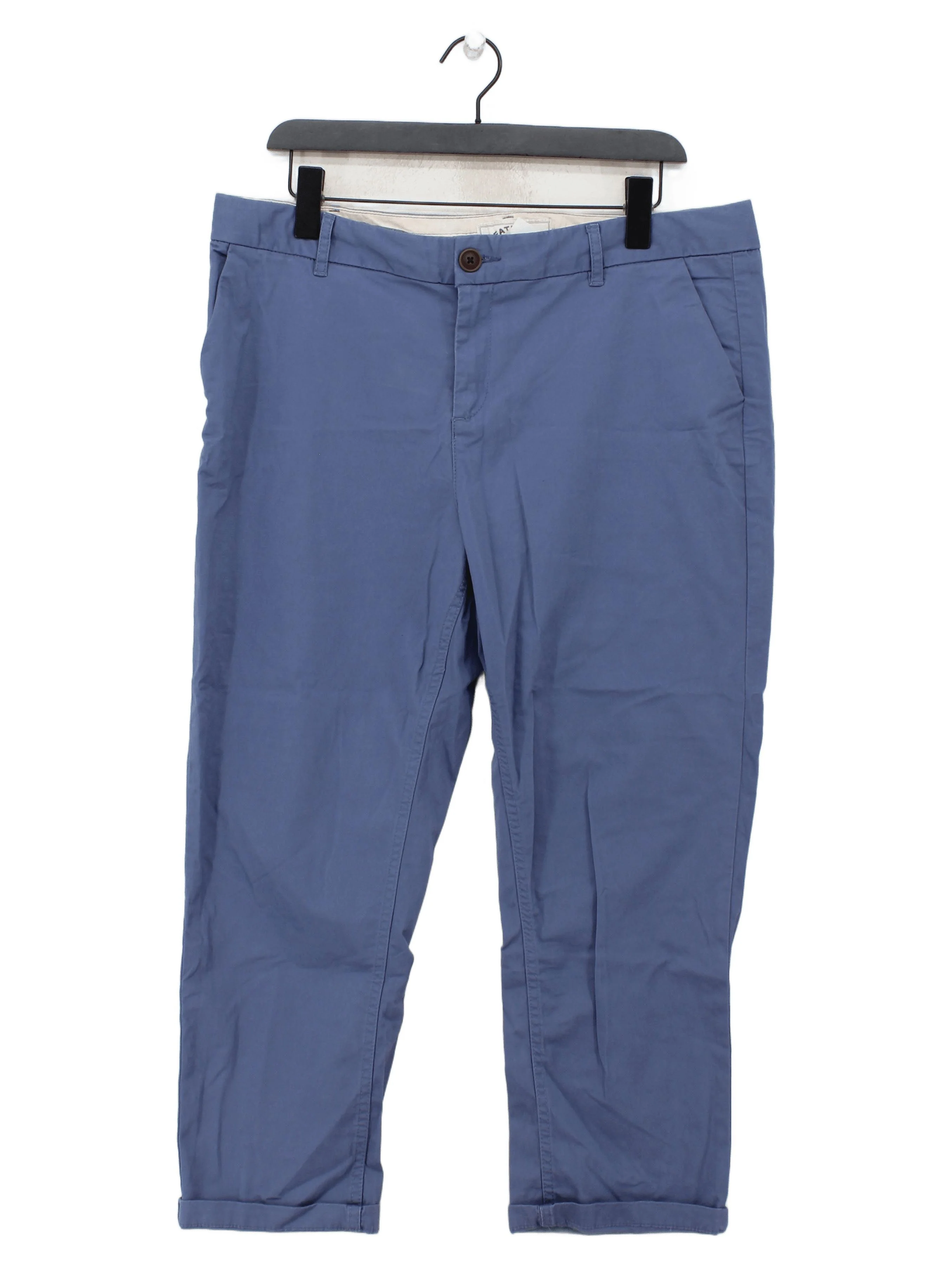 Fat Face Women's Trousers UK 16 Blue Cotton with Elastane Tapered Chino