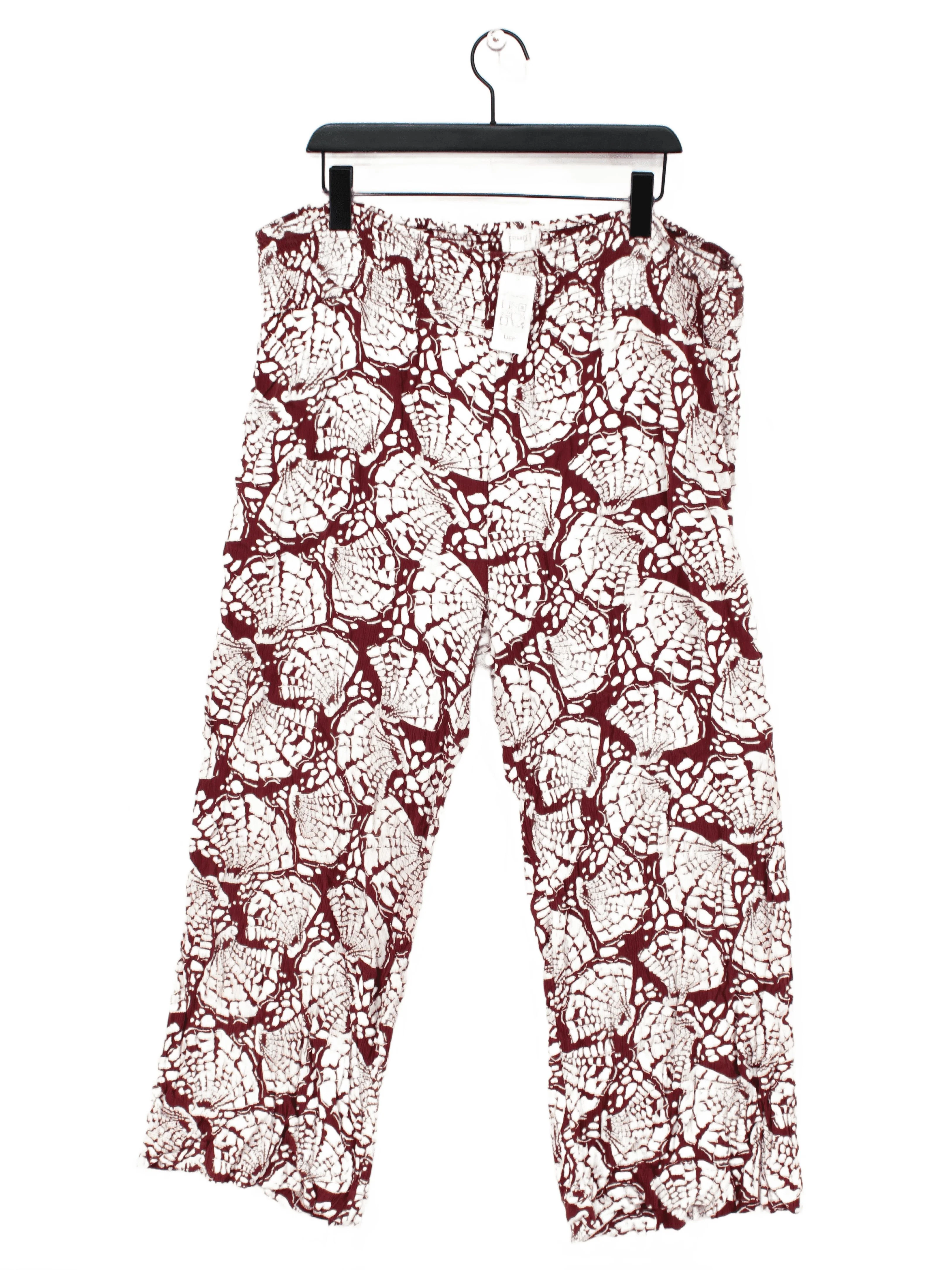 Fat Face Women's Trousers UK 22 Red 100% Viscose Wide-Leg Cropped