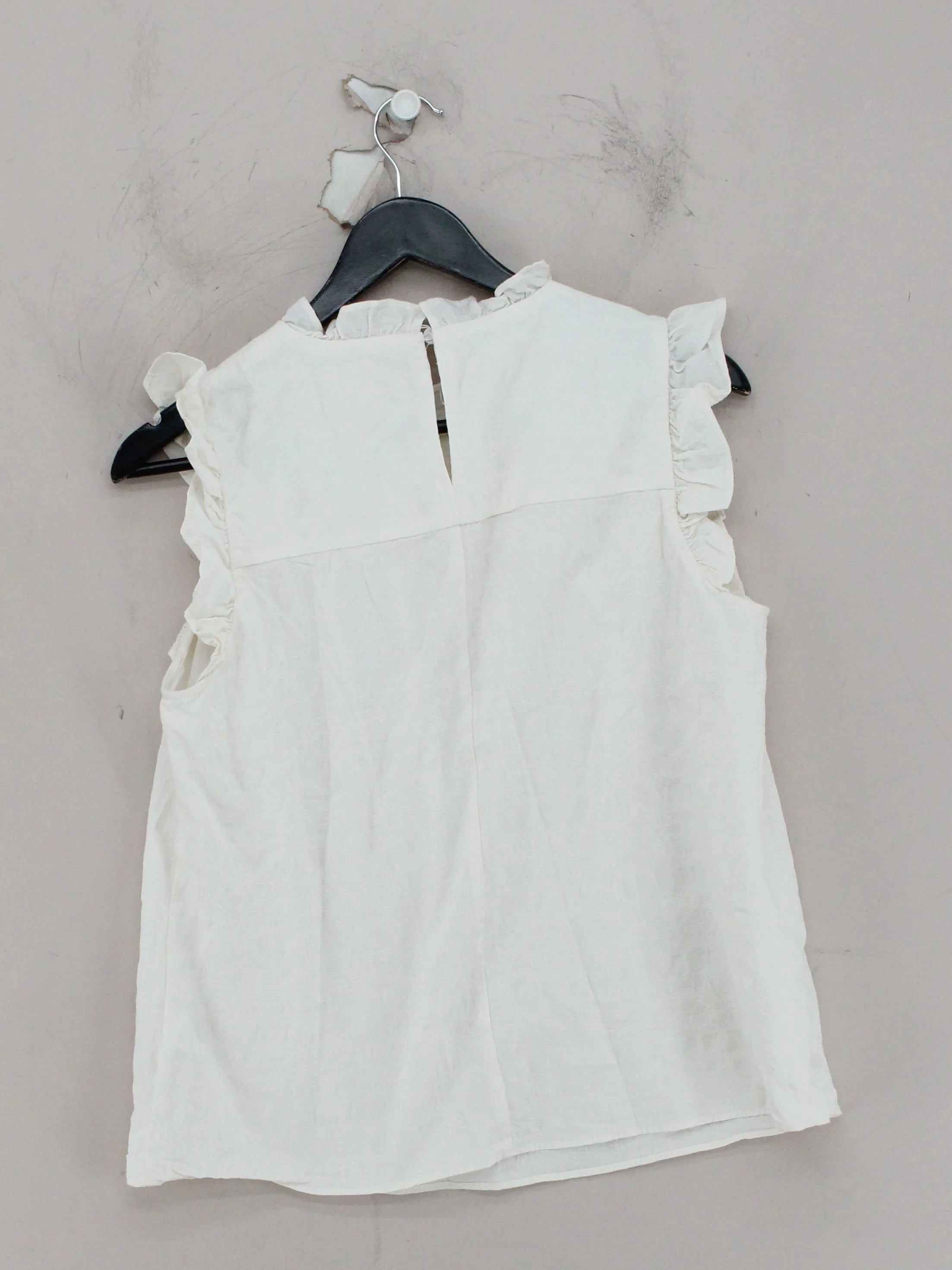 Feather Bone Women's Top M White 100% Cotton Sleeveless Round Neck Basic - Image 2