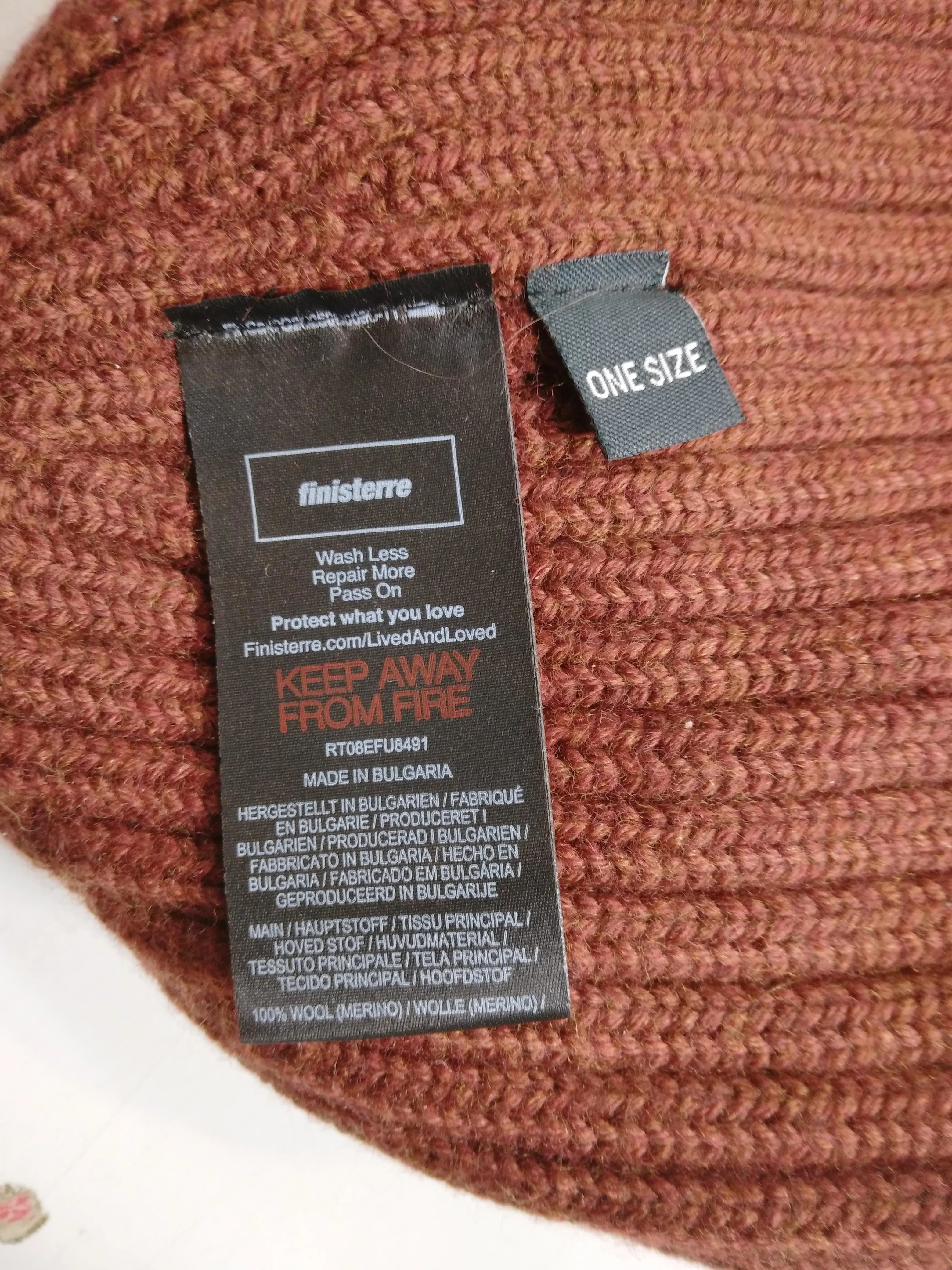 Finisterre Men's Hat M Tan 100% Wool Beanie - Image 6