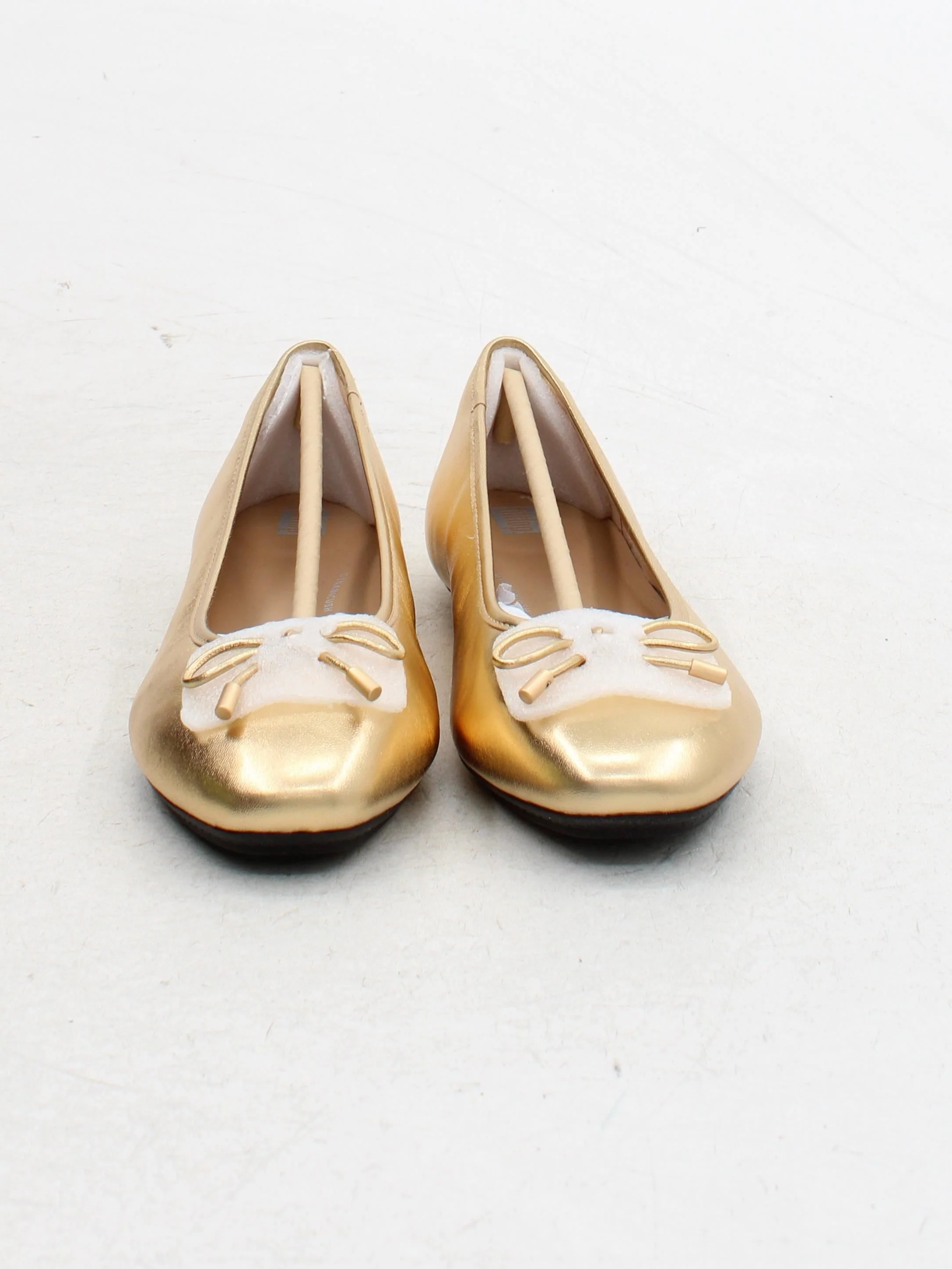 FitFlop Women's Flat Shoes UK 5 Gold 100% Leather Ballet - Image 2