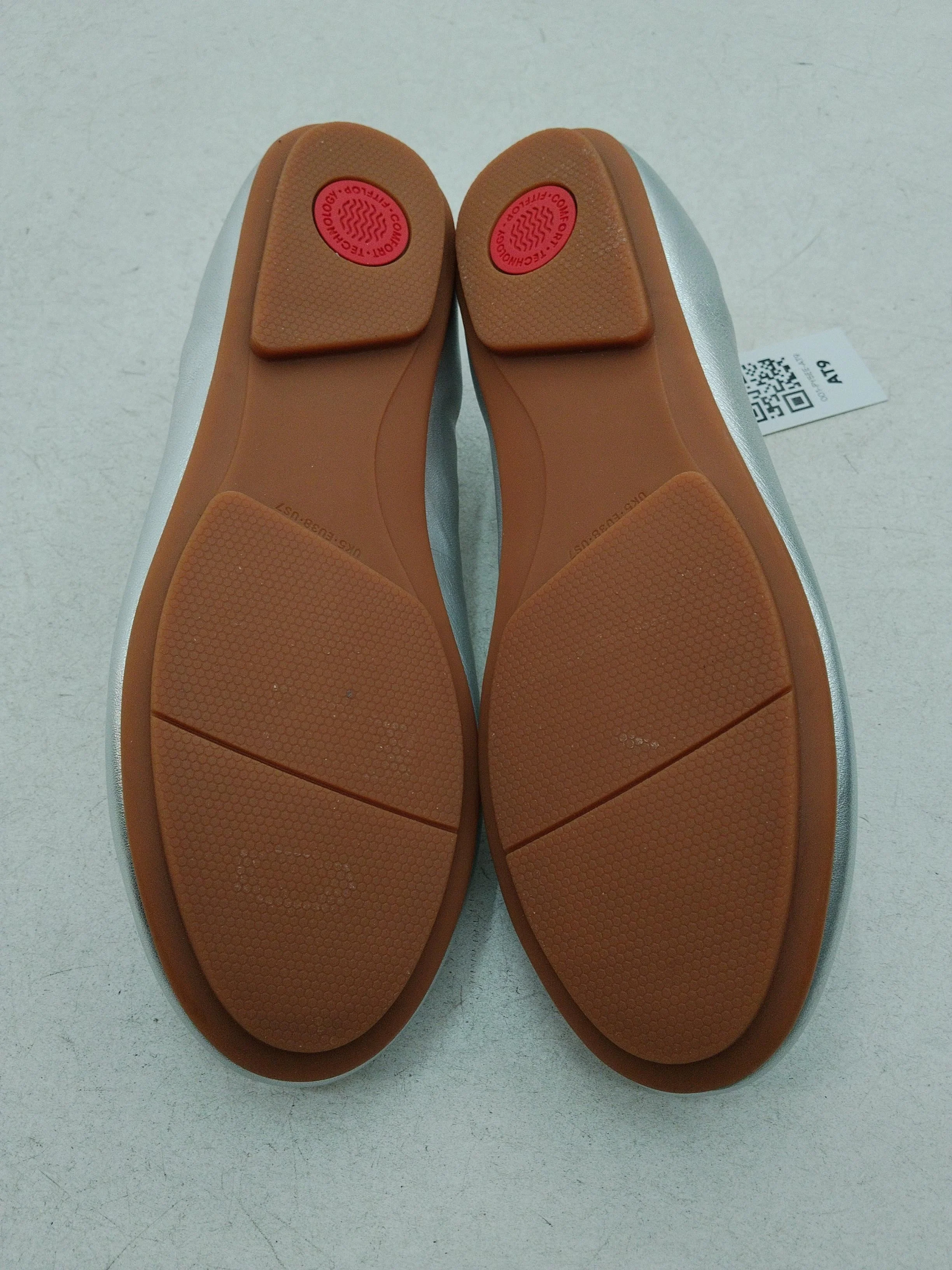 FitFlop Women's Flat Shoes UK 5 Silver 100% Leather Ballet - Image 7