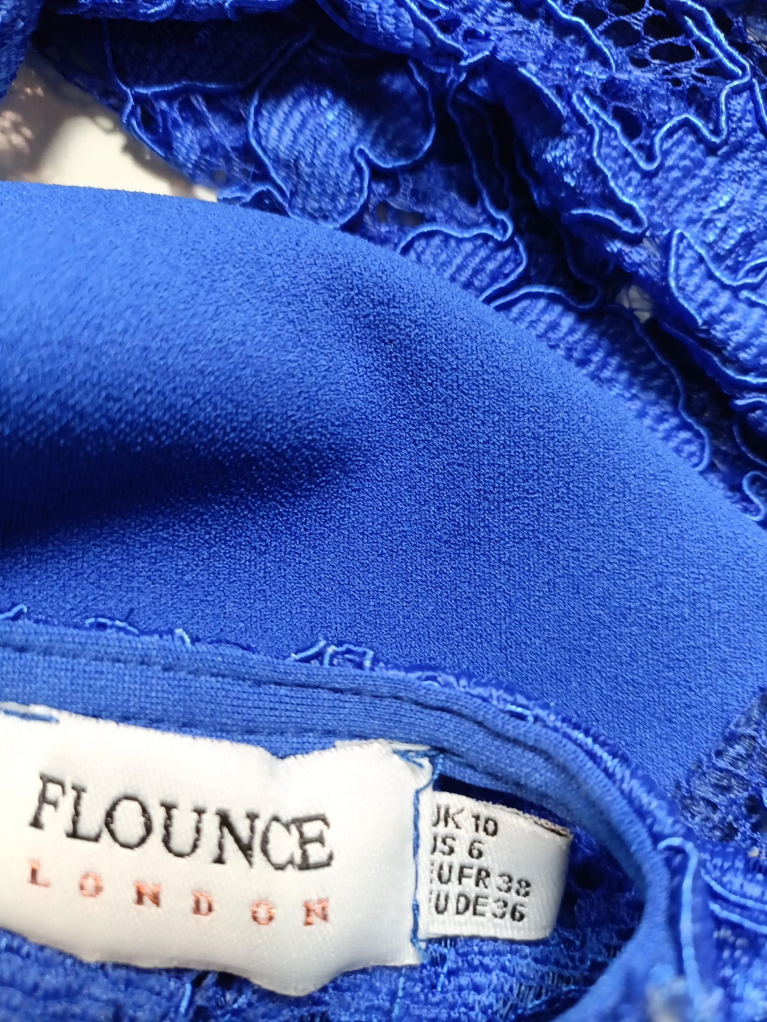 Flounce Bodycon Midi Dress UK10 in Blue - Image 5