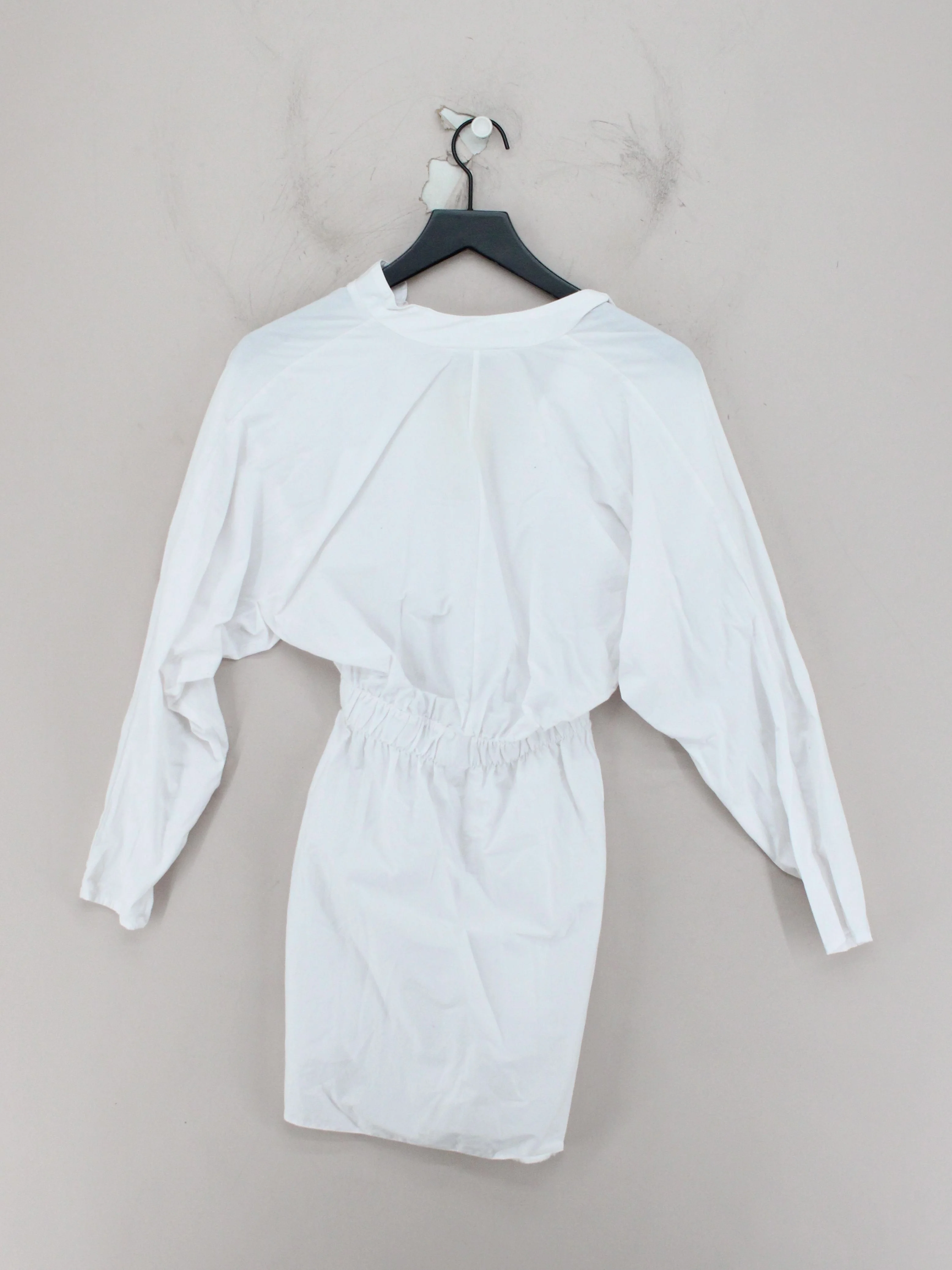 Flounce Women's Blouse UK 8 White Cotton with Elastane Long Sleeve V-Neck Basic - Image 2