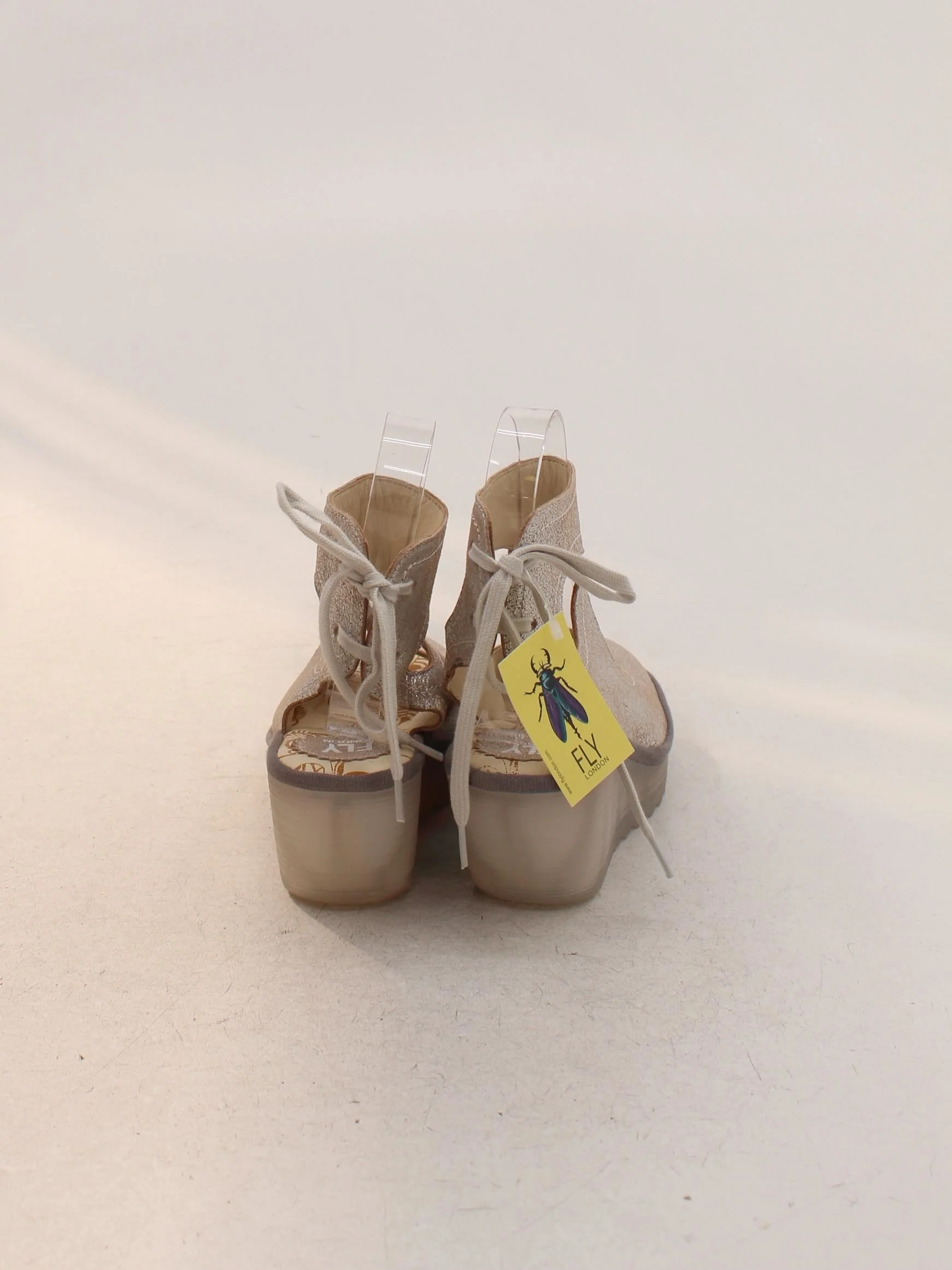 FLY London Women's Sandals UK 3 Silver Geometric Leather with Other Strappy - Image 3