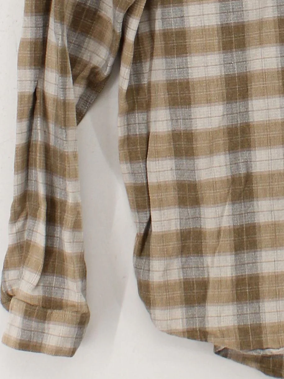 Folk Men's Shirt L Brown Checkered Cotton with Viscose, Polyester Basic - Image 4