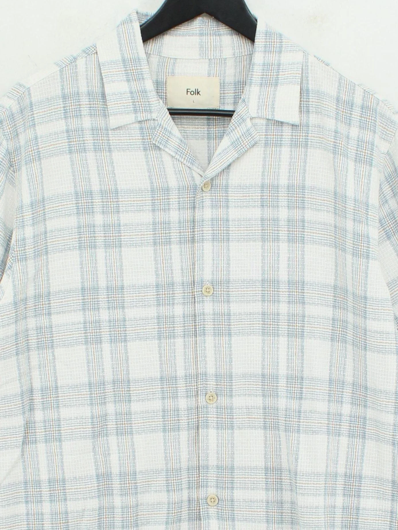 Folk Men's Shirt L Multi Checkered Linen with Cotton Basic - Image 3