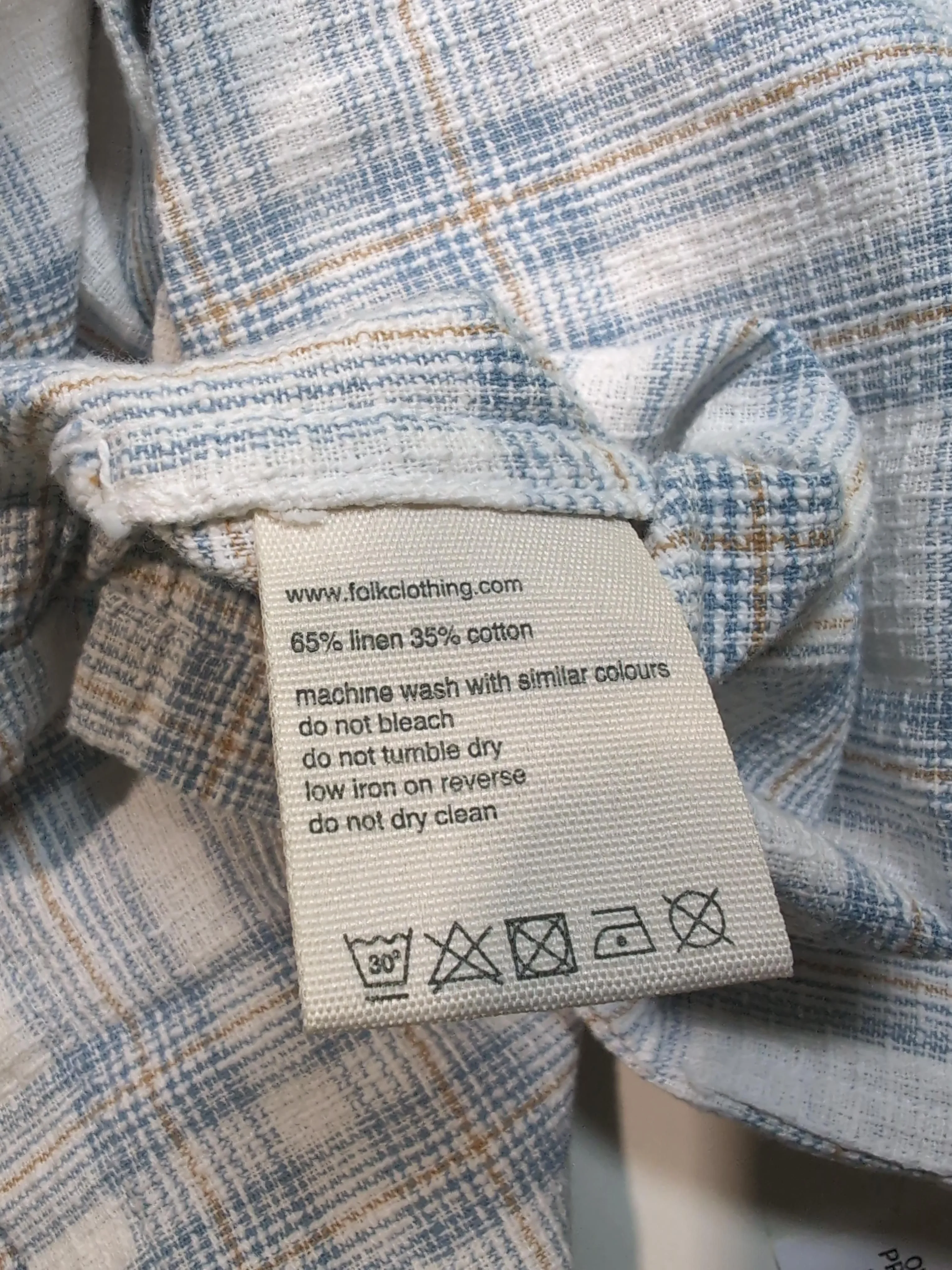 Folk Men's Shirt L Multi Checkered Linen with Cotton Basic - Image 6