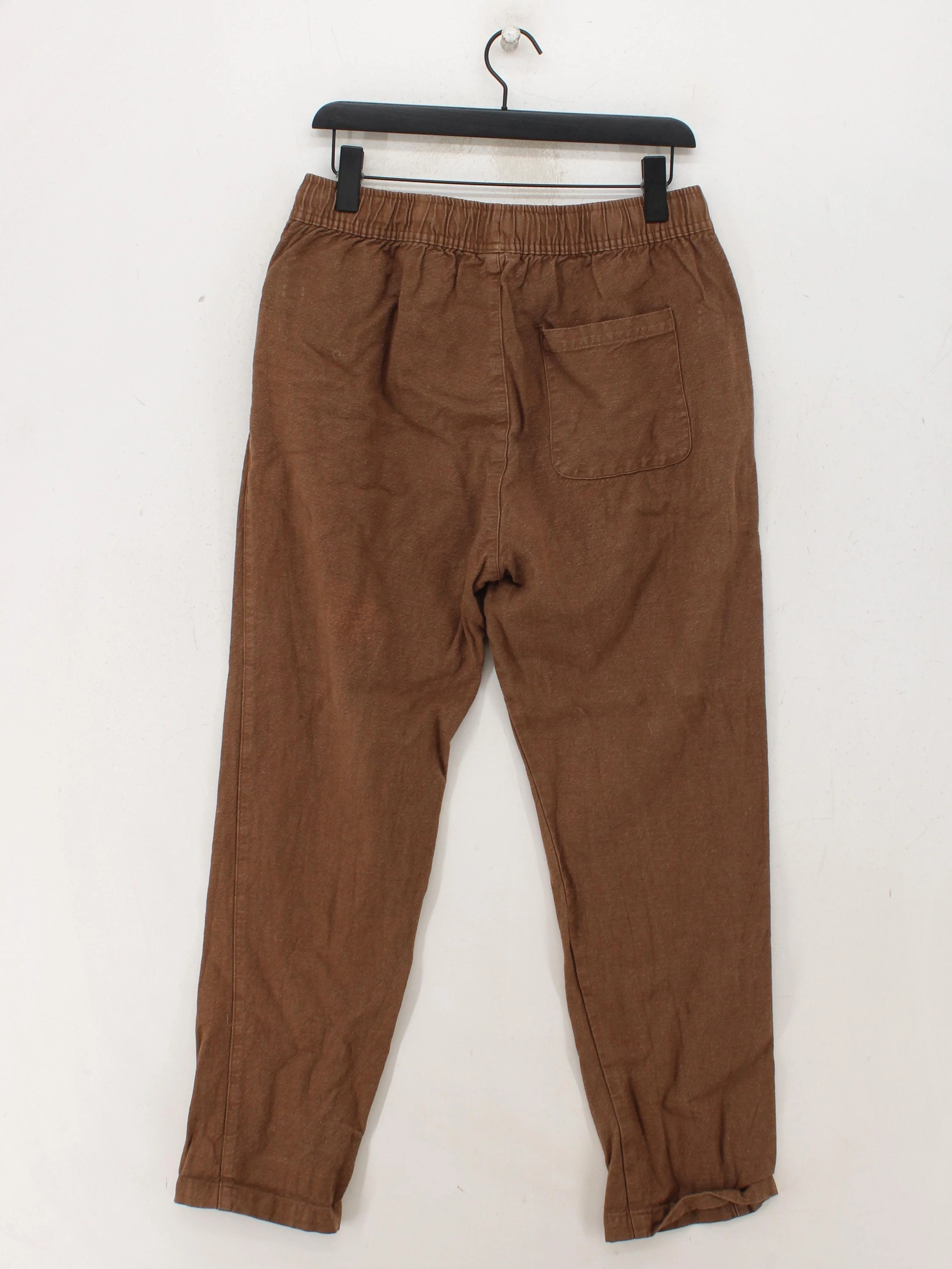 Folk Men's Sports Bottoms L Brown Cotton with Linen Tapered Sweatpants - Image 2