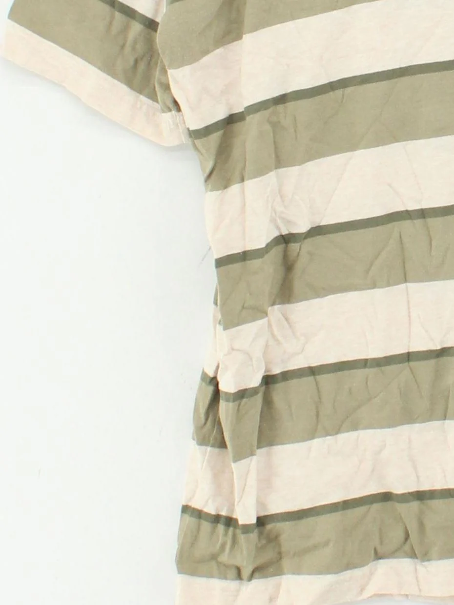 Folk Men's T-Shirt XL Cream Striped 100% Cotton Basic - Image 4