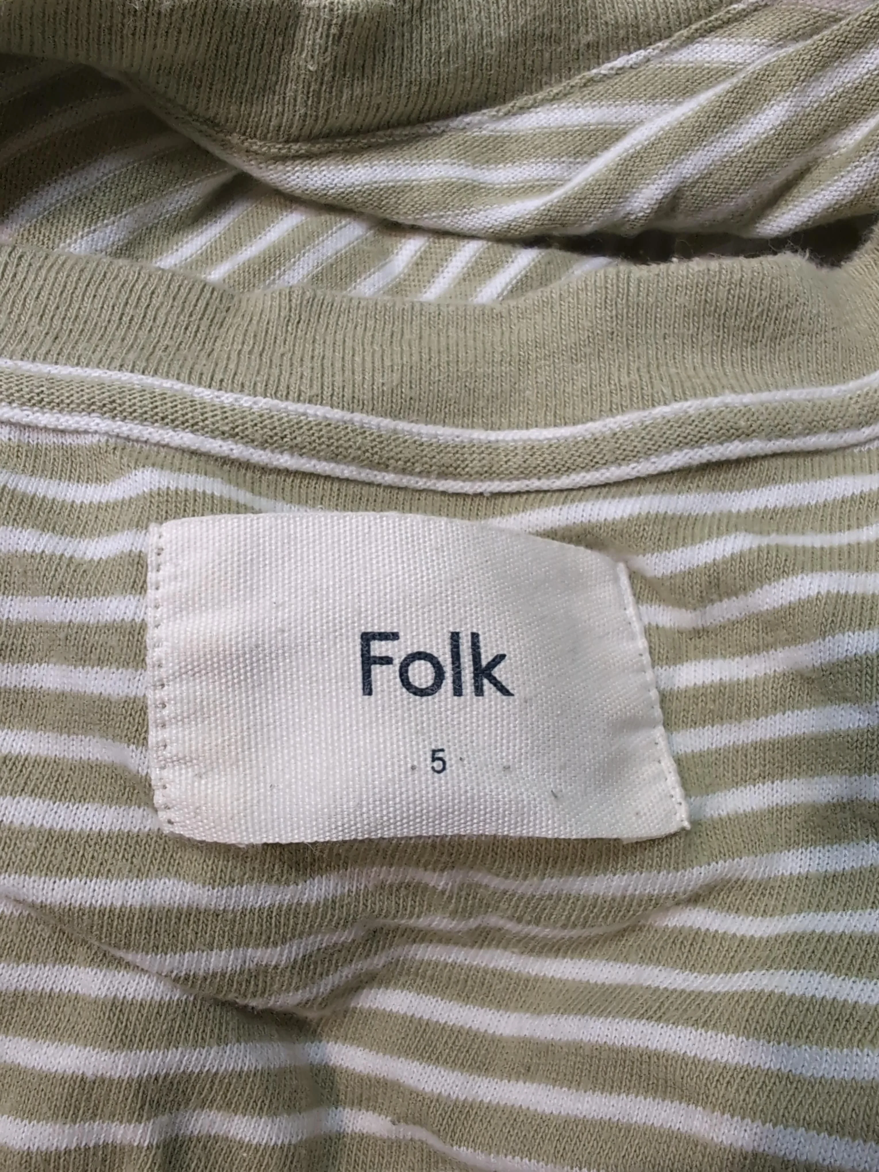 Folk Women's T-Shirt XL Green Striped 100% Cotton Short Sleeve Round Neck Basic - Image 6