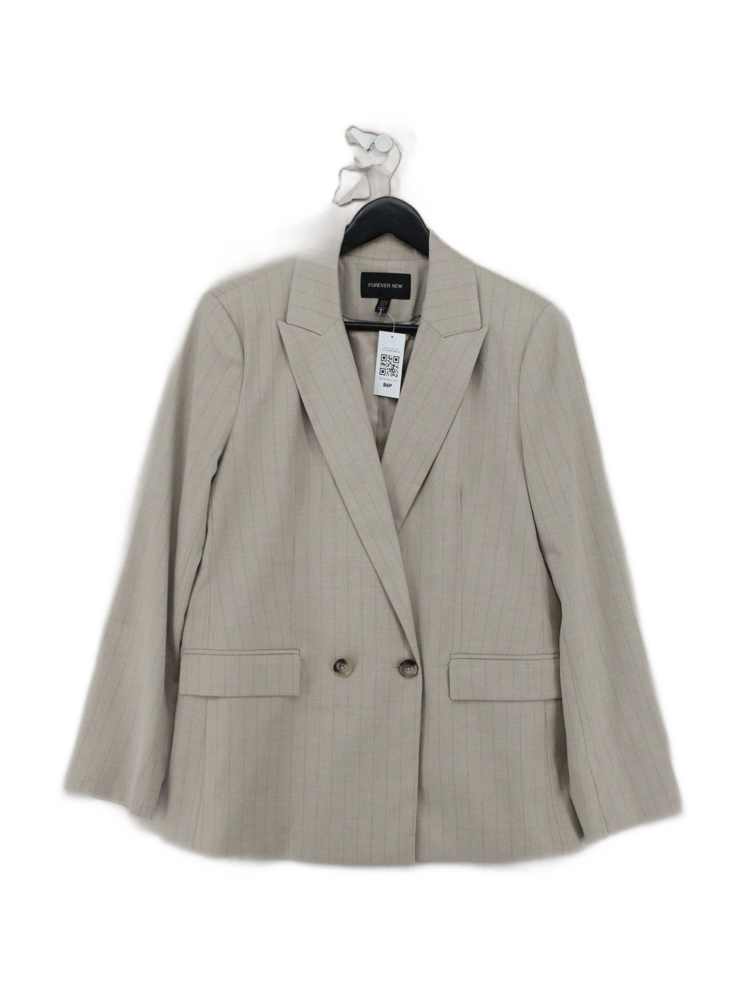 Forever New Women's Blazer UK 12 Cream Polyester with Viscose, Elastane Overcoat