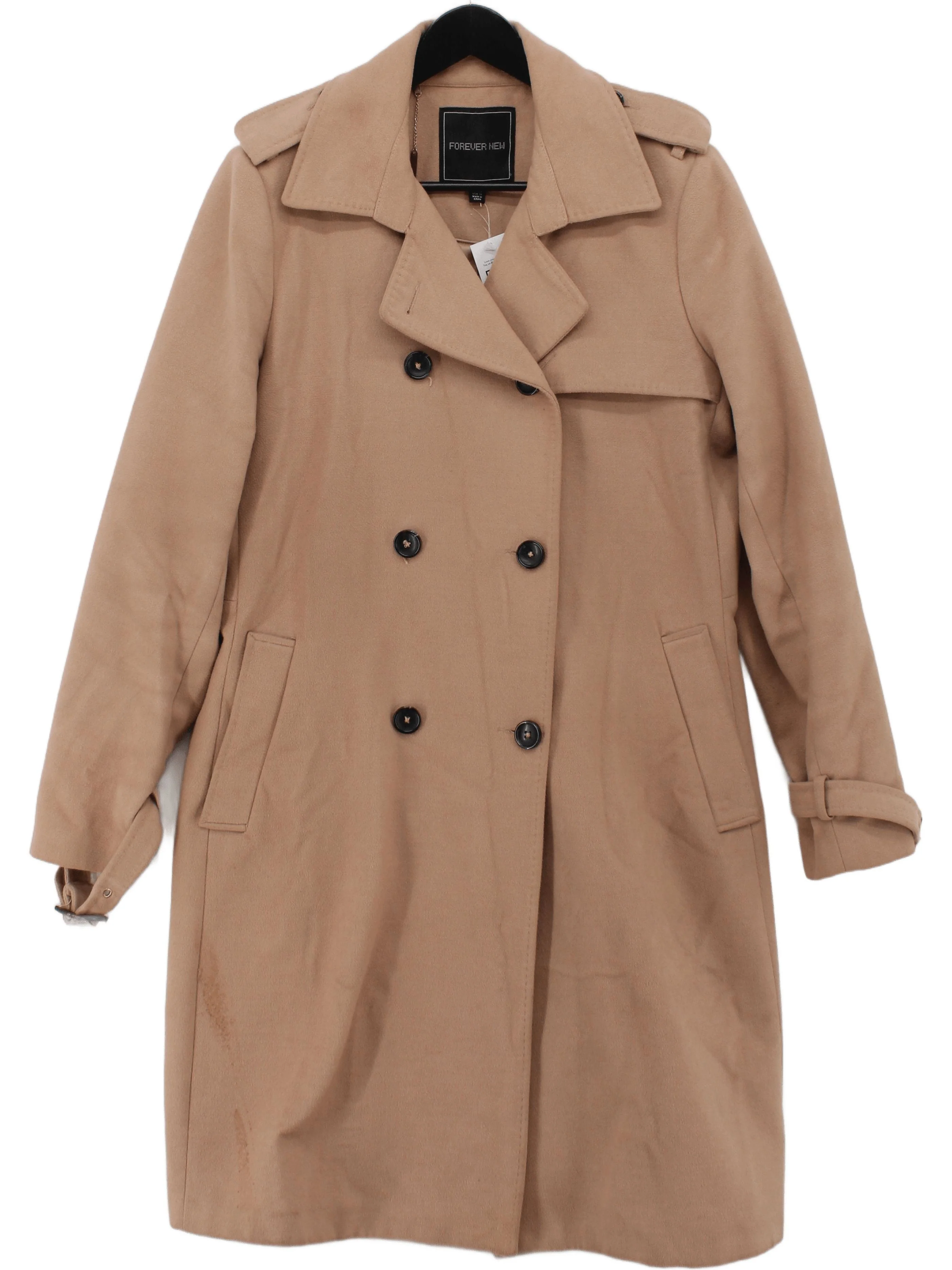 Forever New Women's Coat UK 16 Tan Polyester with Viscose, Elastane Trench Coat