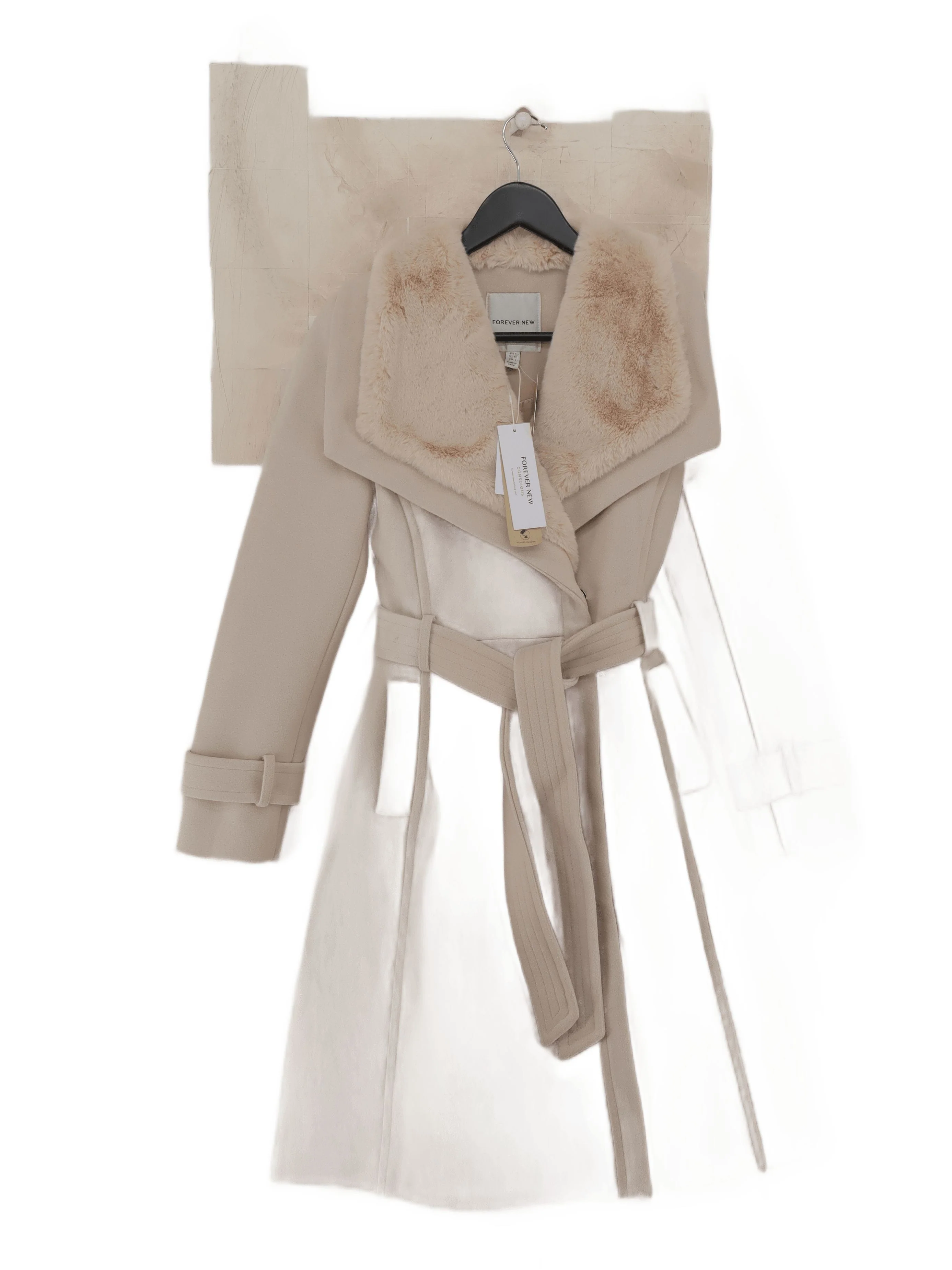 Forever New Women's Coat UK 6 Cream 100% Other Overcoat