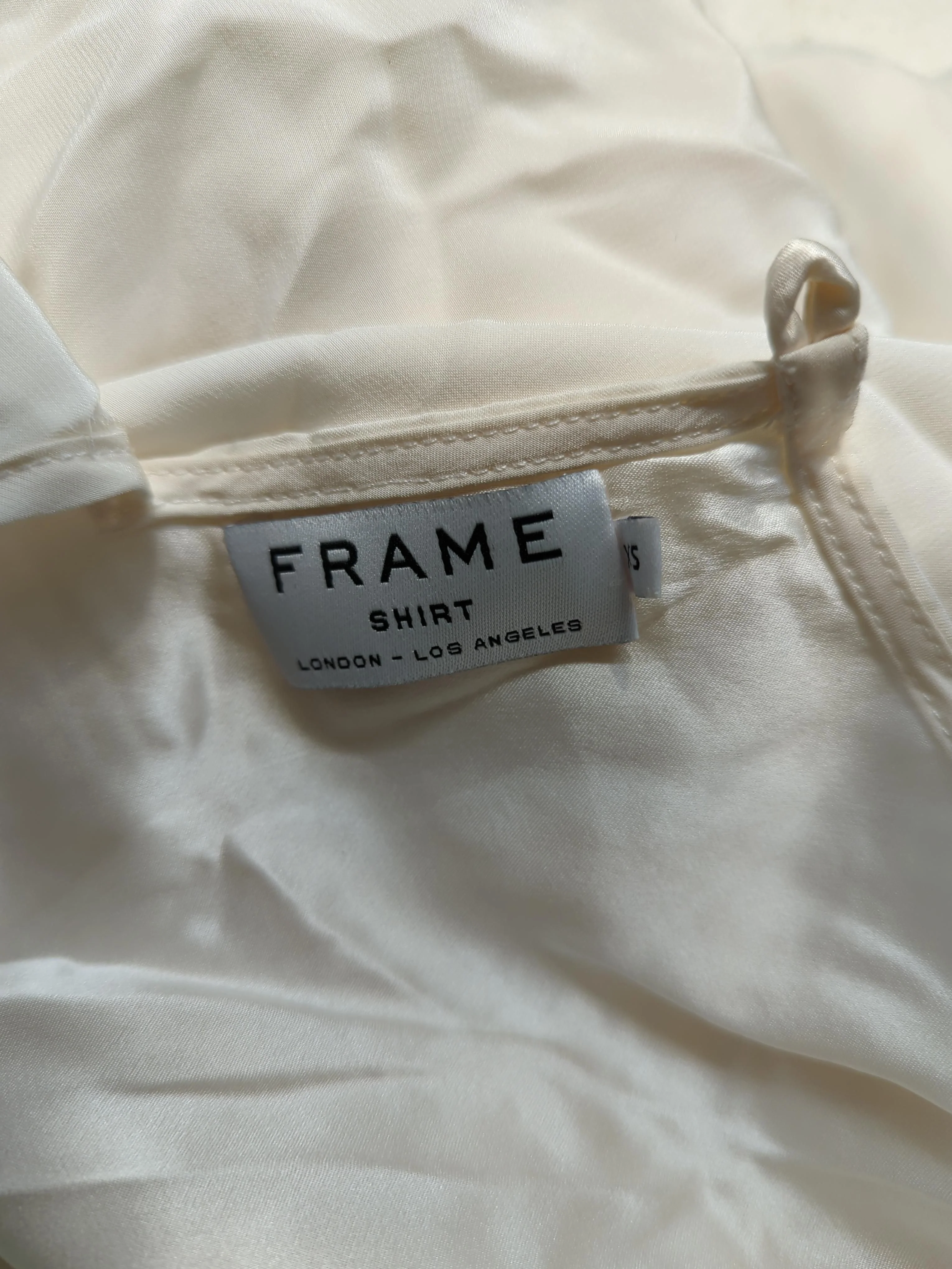 Frame Women's Blouse S Cream 100% Silk Long Sleeve Round Neck Basic - Image 5