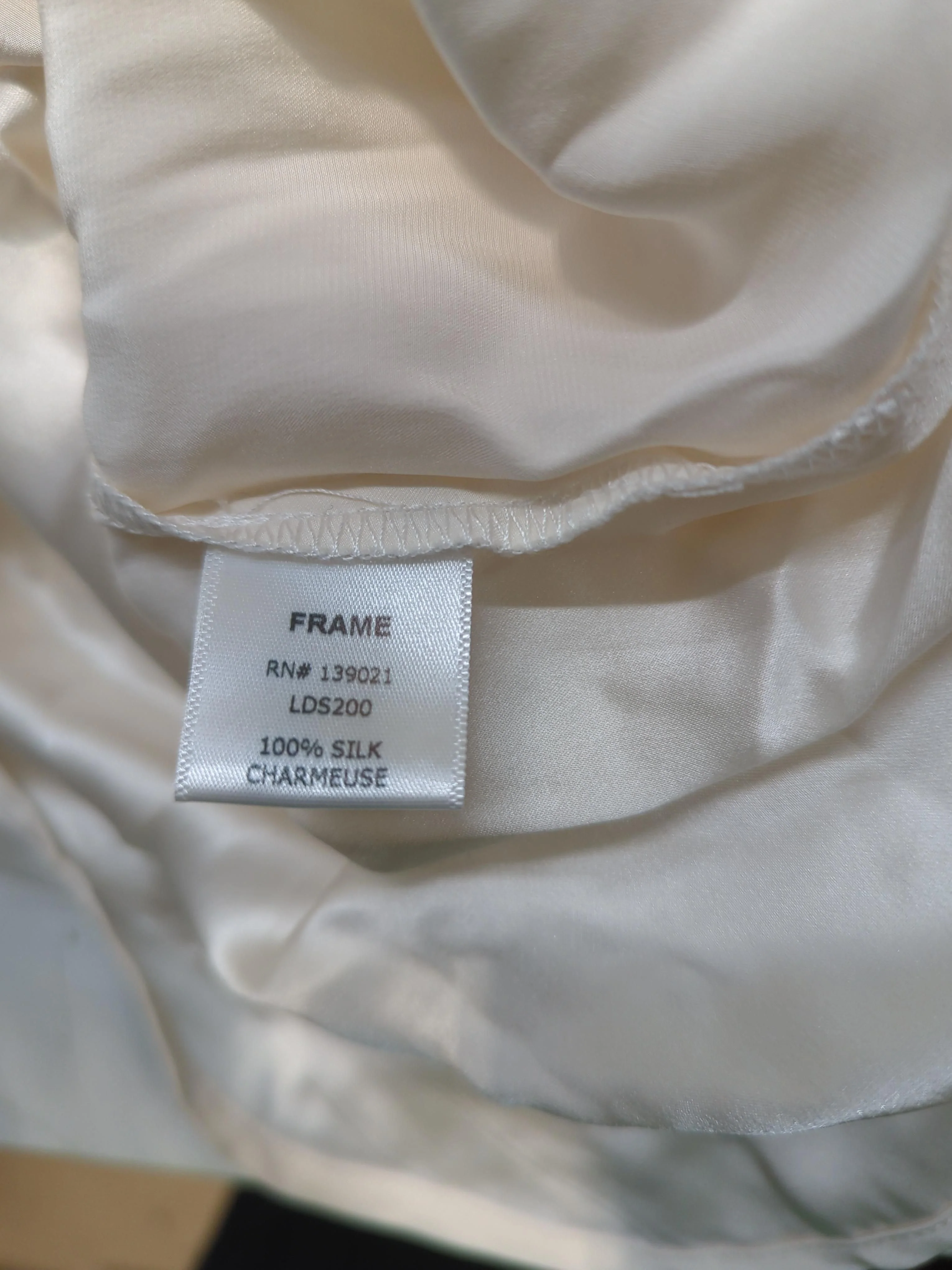 Frame Women's Blouse S Cream 100% Silk Long Sleeve Round Neck Basic - Image 6