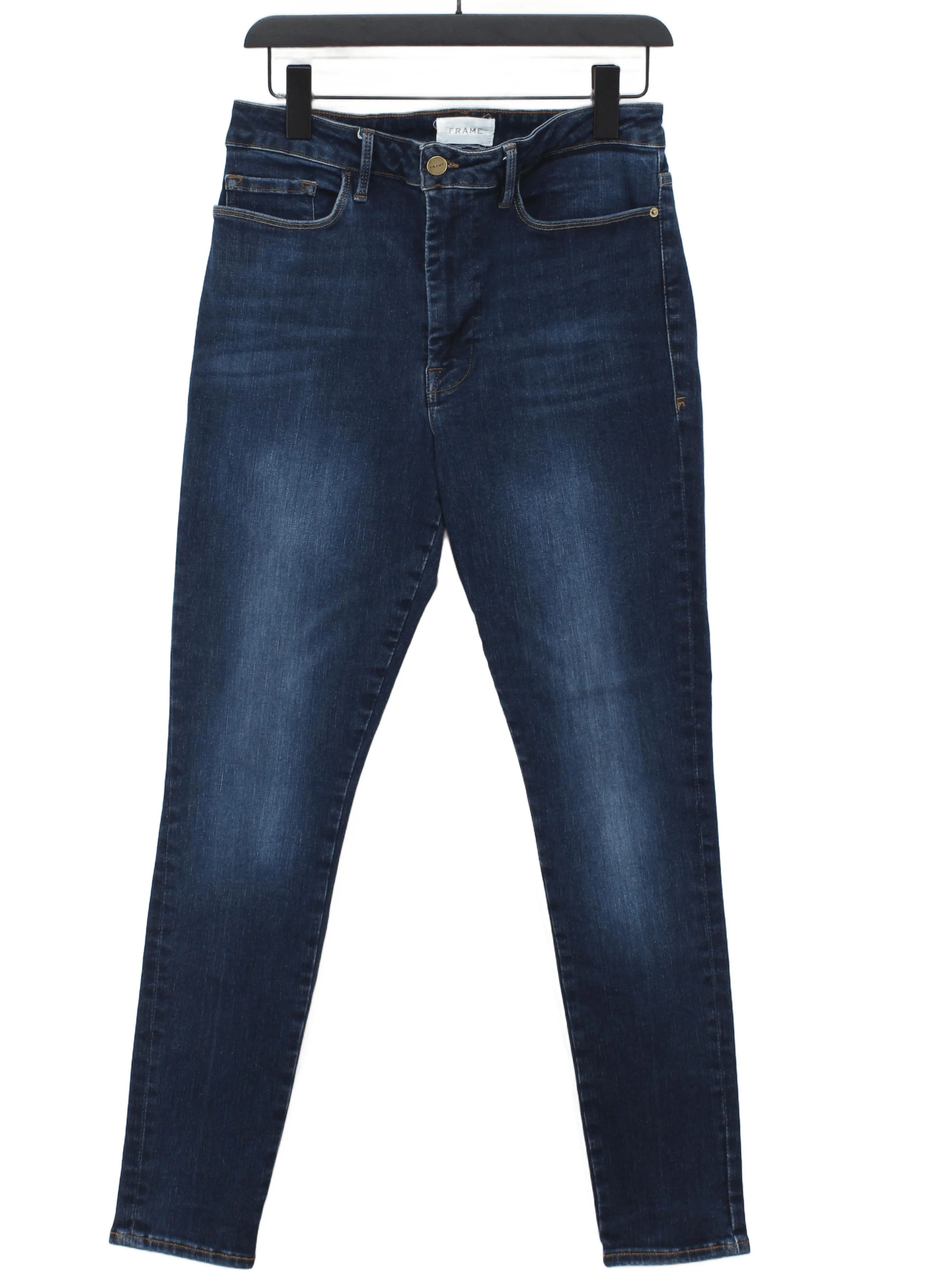 Frame Women's Jeans UK 6 Blue Cotton with Polyester, Elastane Skinny
