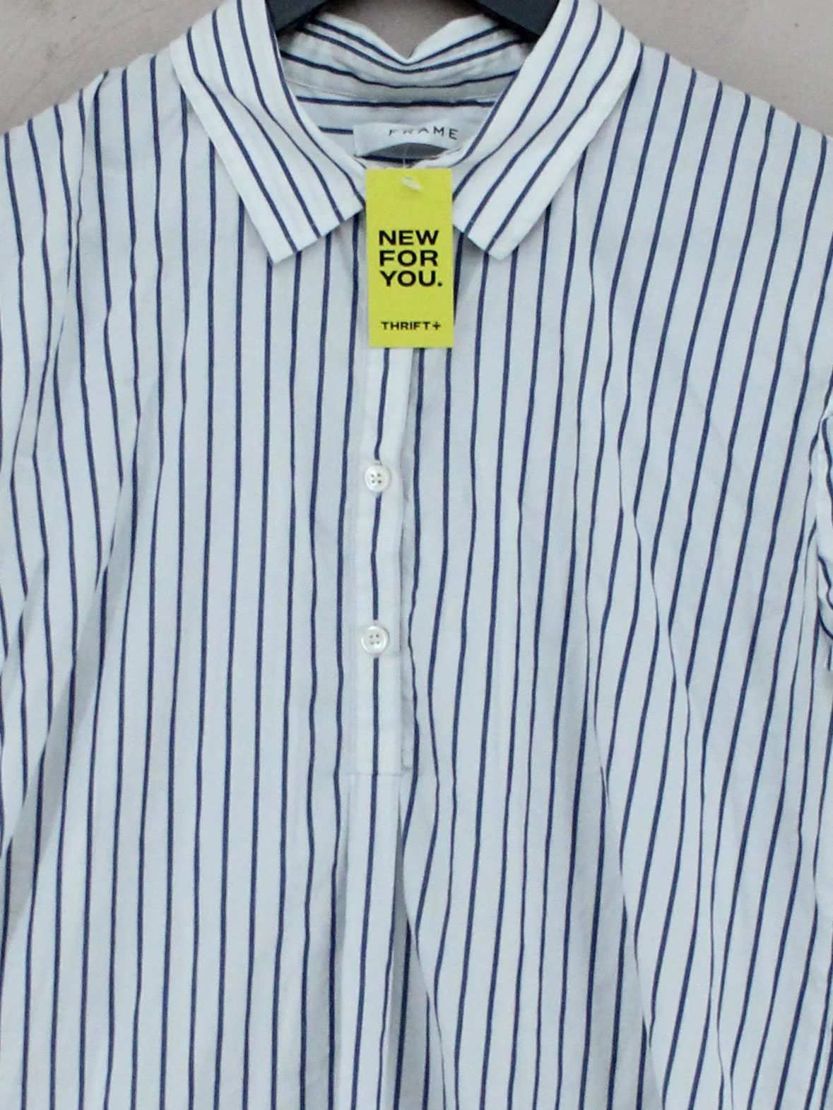 Frame Women's Shirt M White Striped 100% Other Sleeveless Collared Basic - Image 3