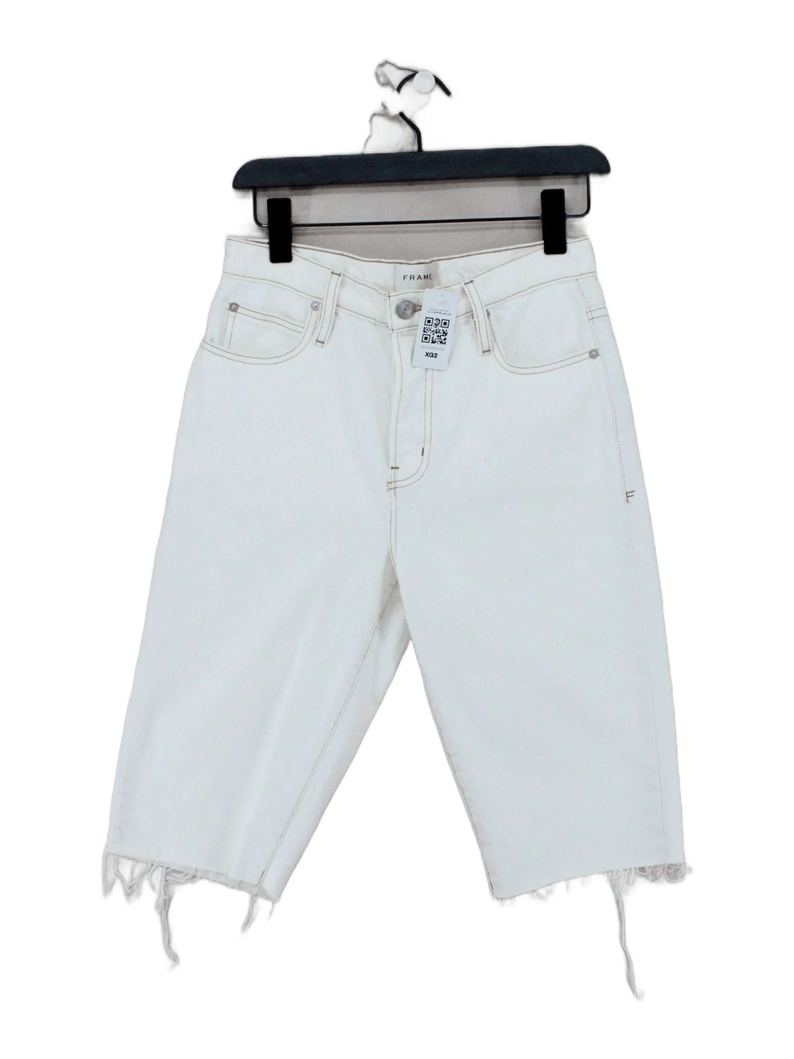 Frame Women's Shorts W 26 in White 100% Cotton Cut-Off