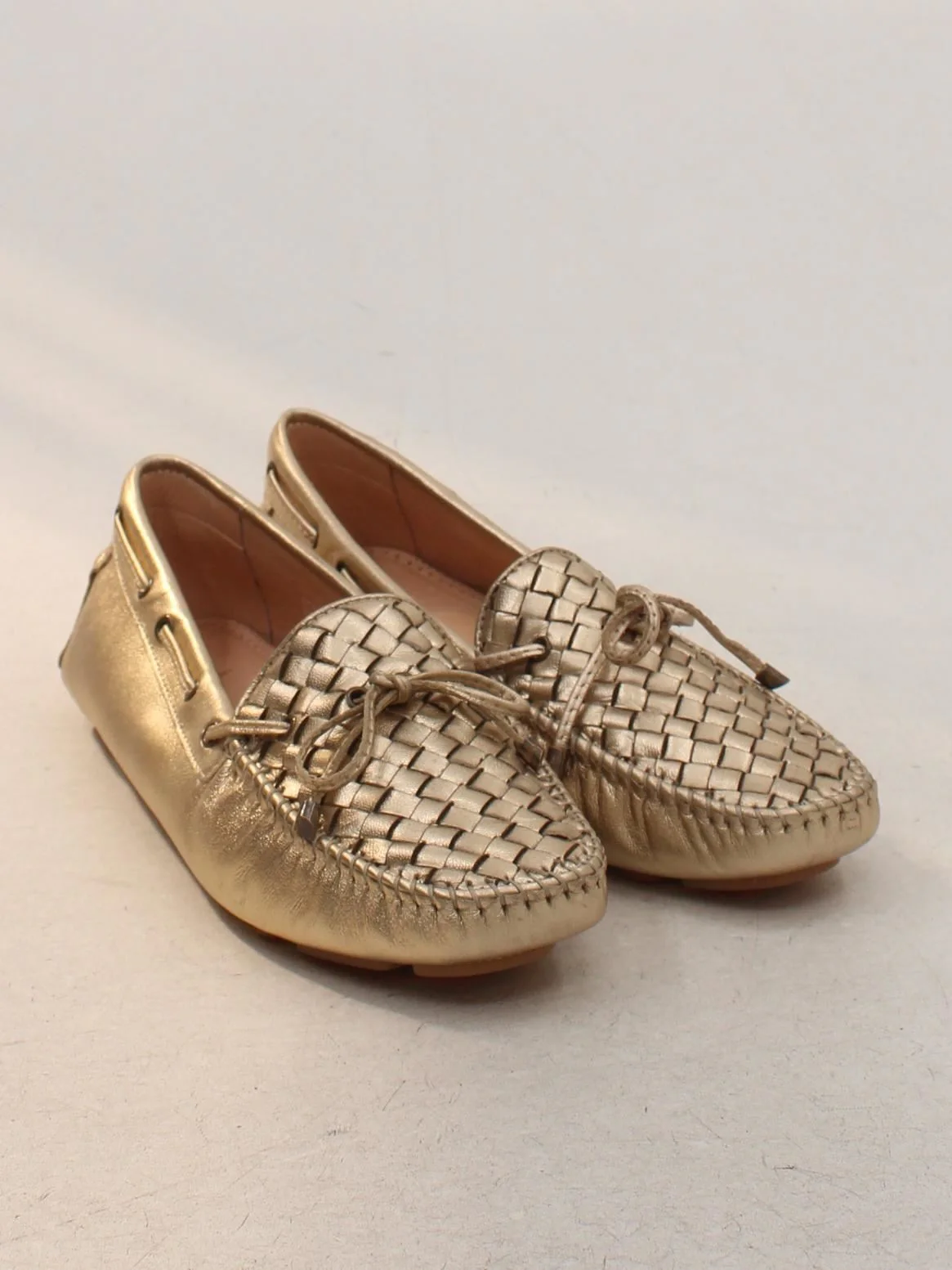 Franchetti Bond Women's Flat Shoes UK 8 Gold 100% Leather Loafer - Image 4