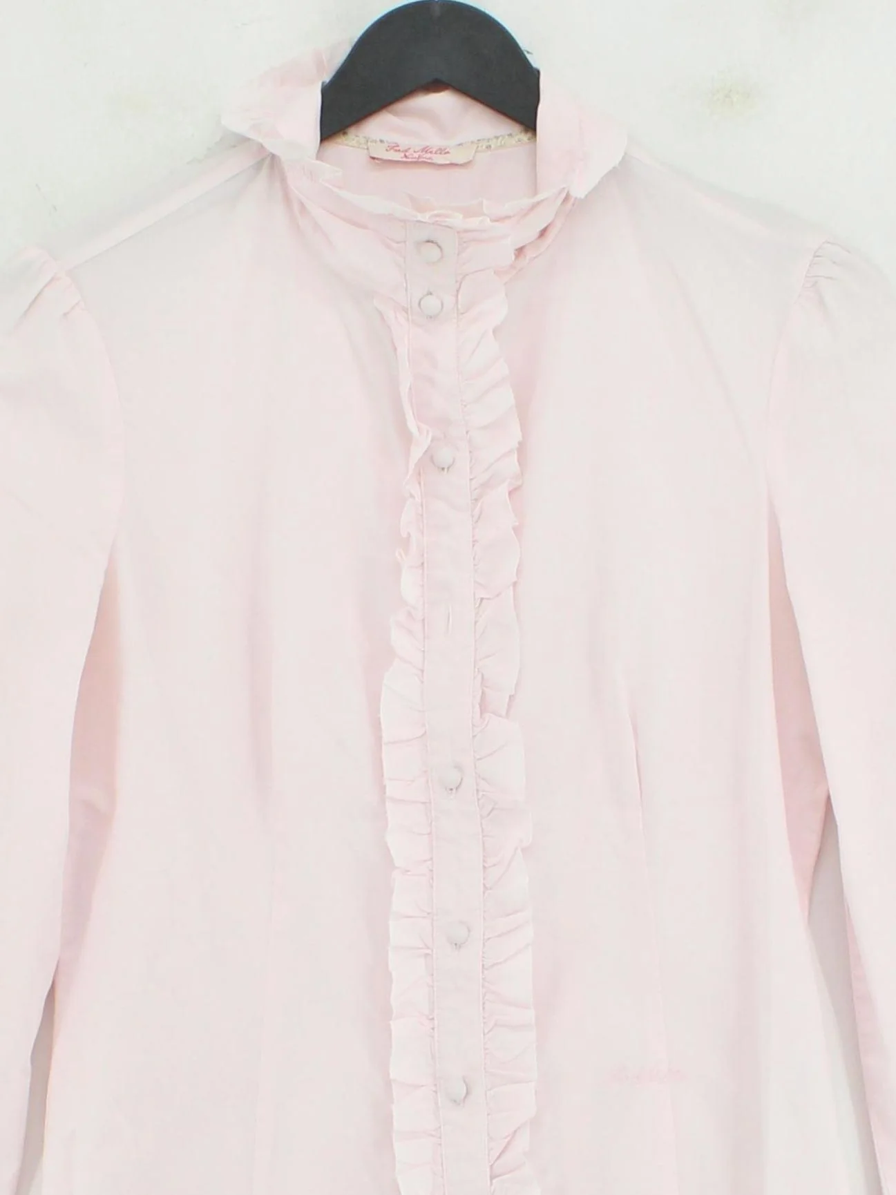 Fred Mello Women's Blouse M Pink 100% Cotton Long Sleeve High Neck Basic - Image 3