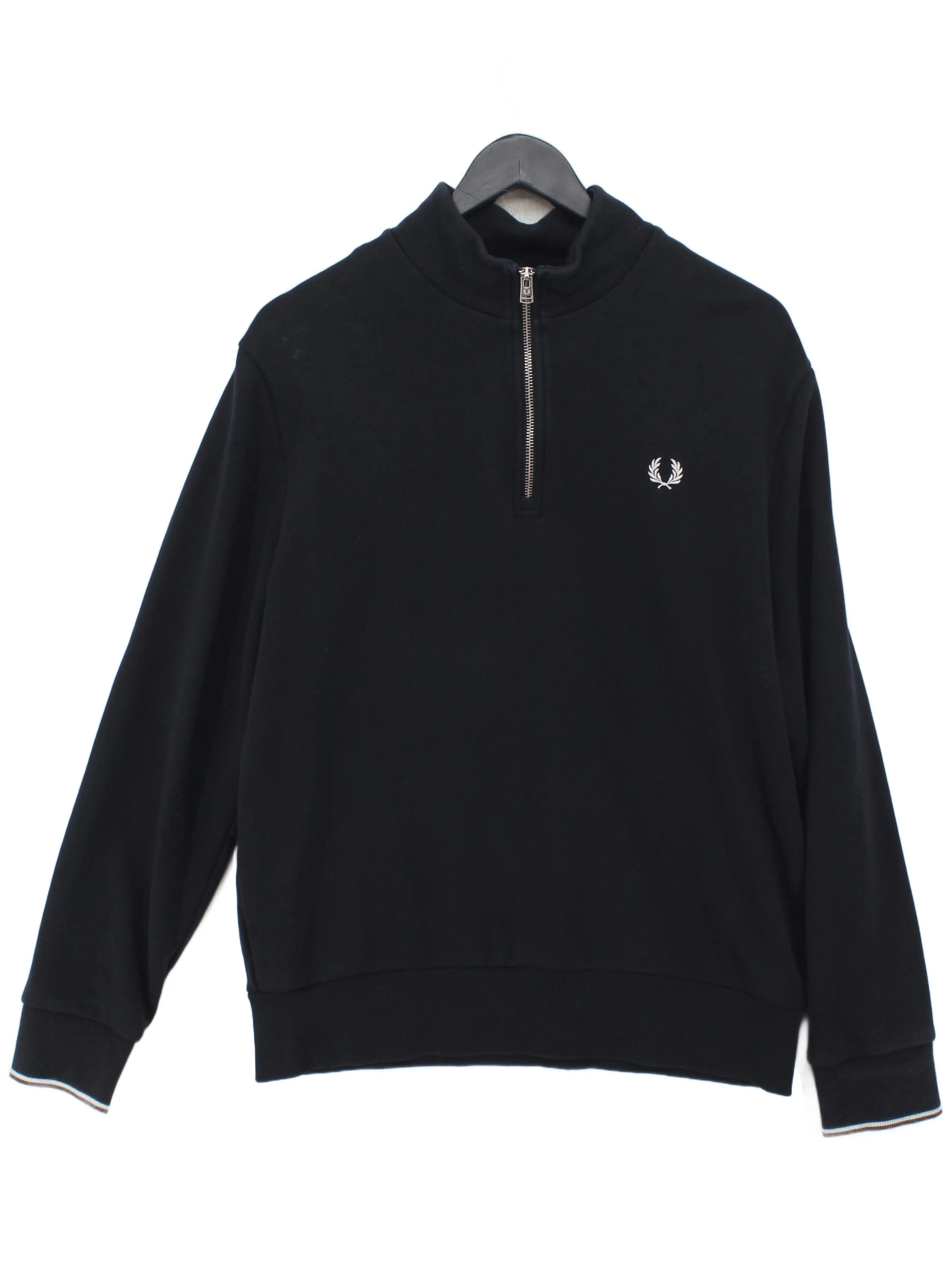 Fred Perry Men's Hoodie L Black Cotton with Polyester Pullover
