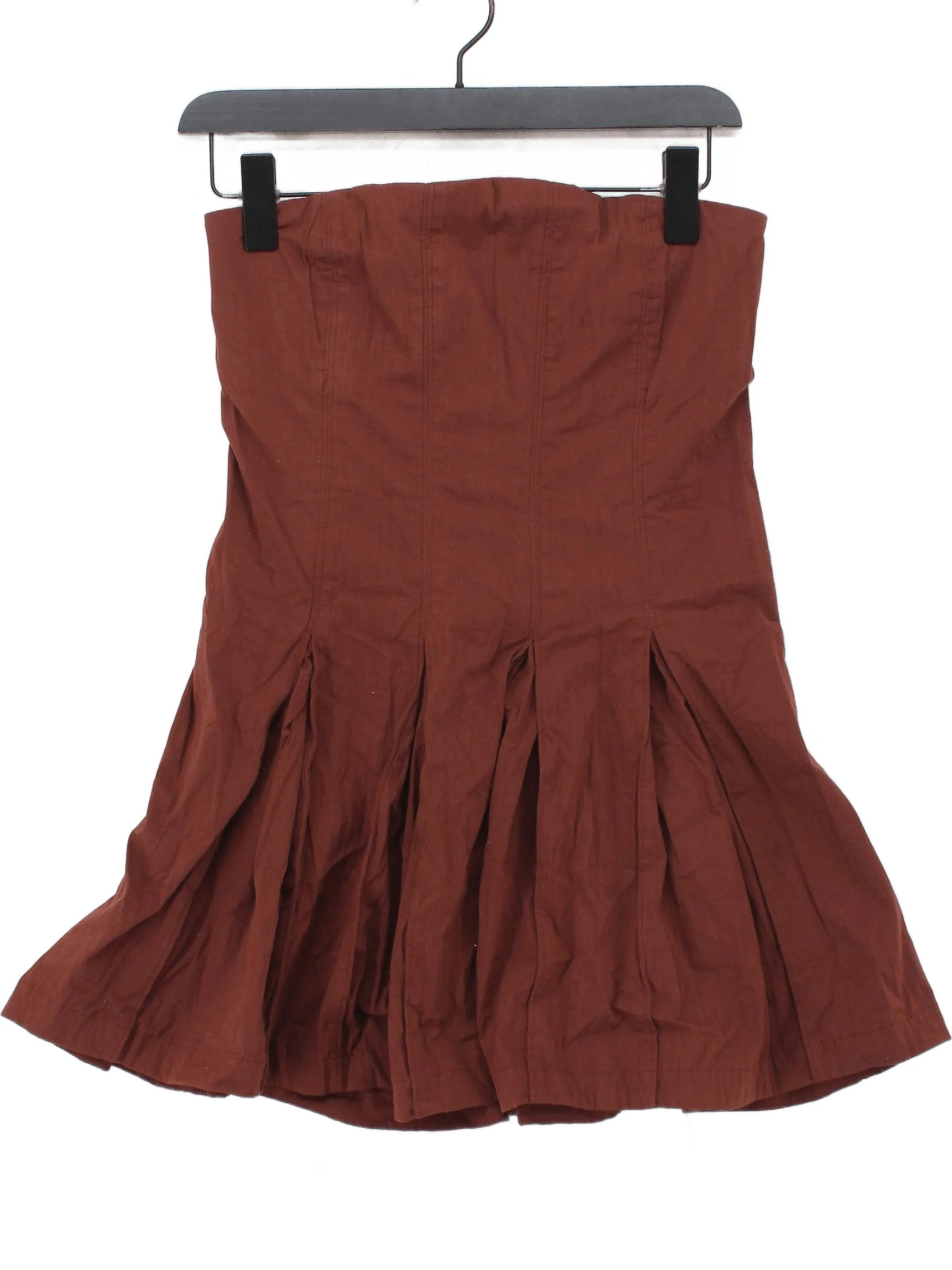 Free People Women's Mini Skirt S Brown Cotton with Elastane Short Mini