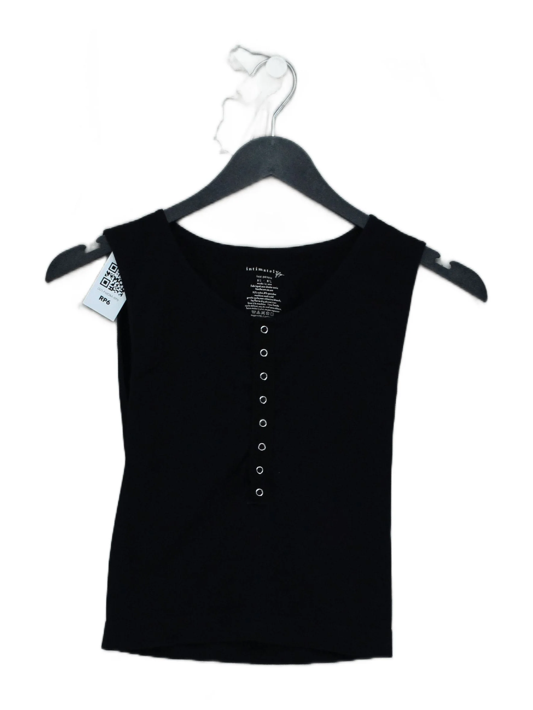 Free People Women's Top M Black Nylon with Spandex Sleeveless Round Neck Basic