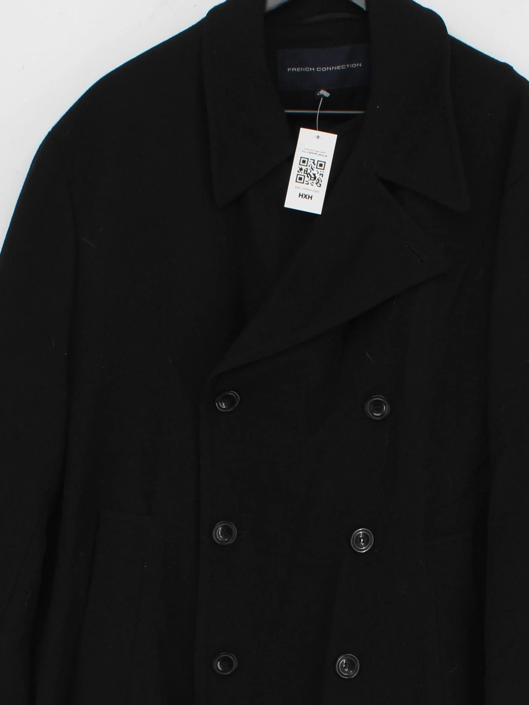 French Connection Men's Coat Chest: 42 in Black Wool - Image 3
