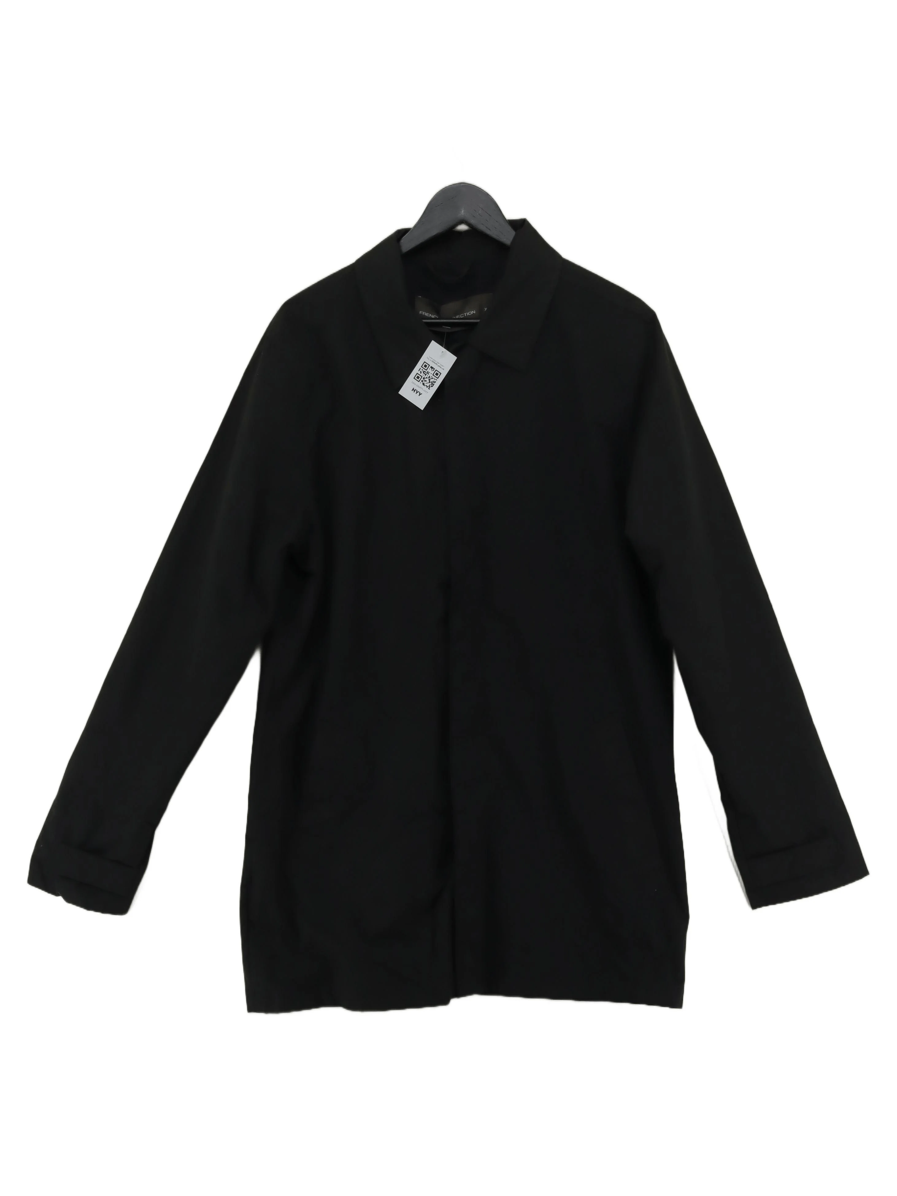 French Connection Men's Coat XL Black Polyester with Cotton Overcoat