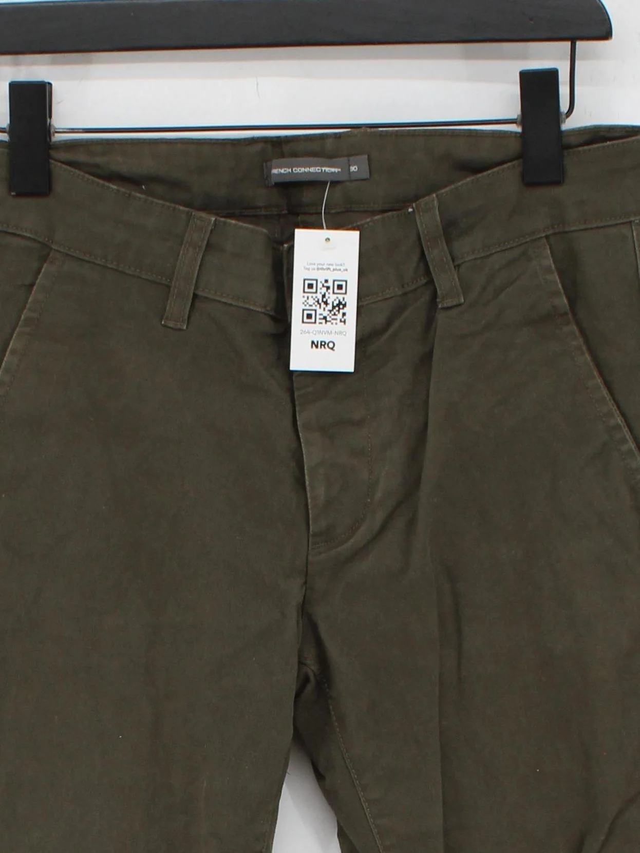 French Connection Men's Trousers W 30 in Green Cotton with Elastane Chino - Image 3