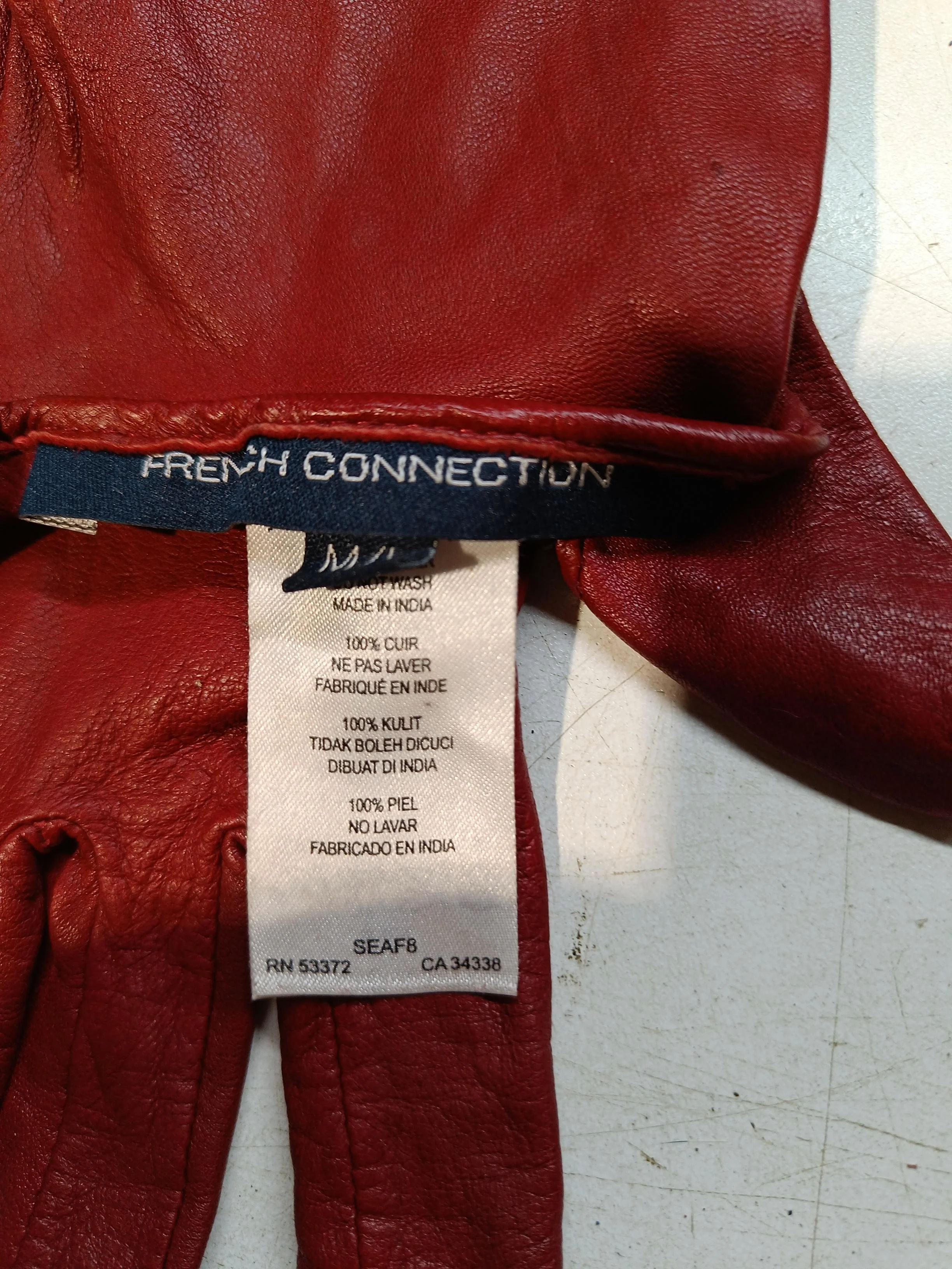 French Connection Women's Gloves M Red 100% Leather Glove - Image 7