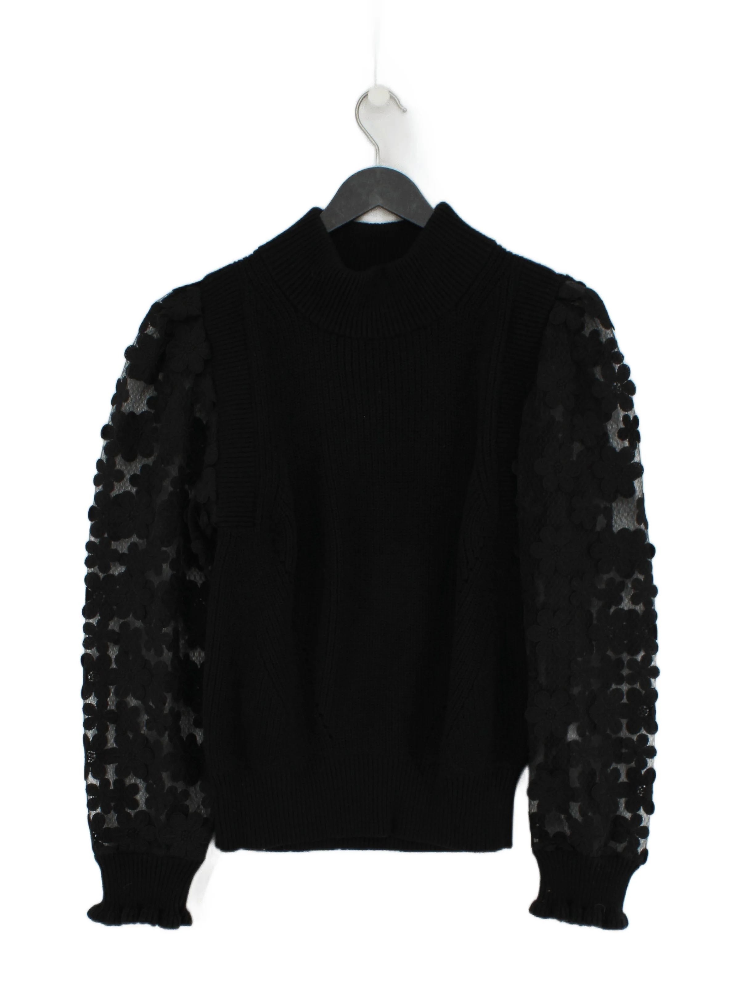 French Connection Women's Jumper L Black Cotton with Polyester Pullover