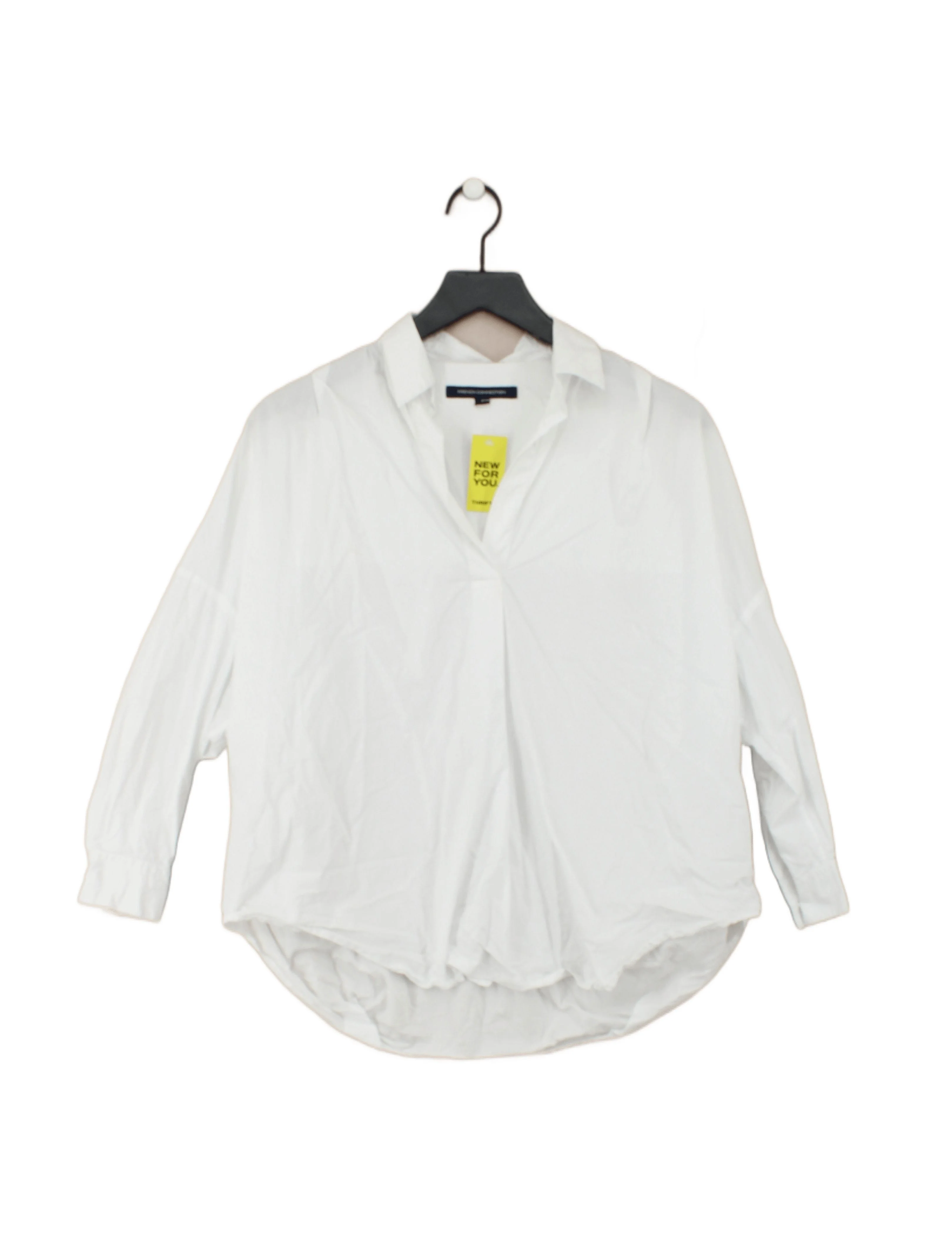 French Connection Women's Shirt S White 100% Cotton 3/4 Sleeve Collared Basic