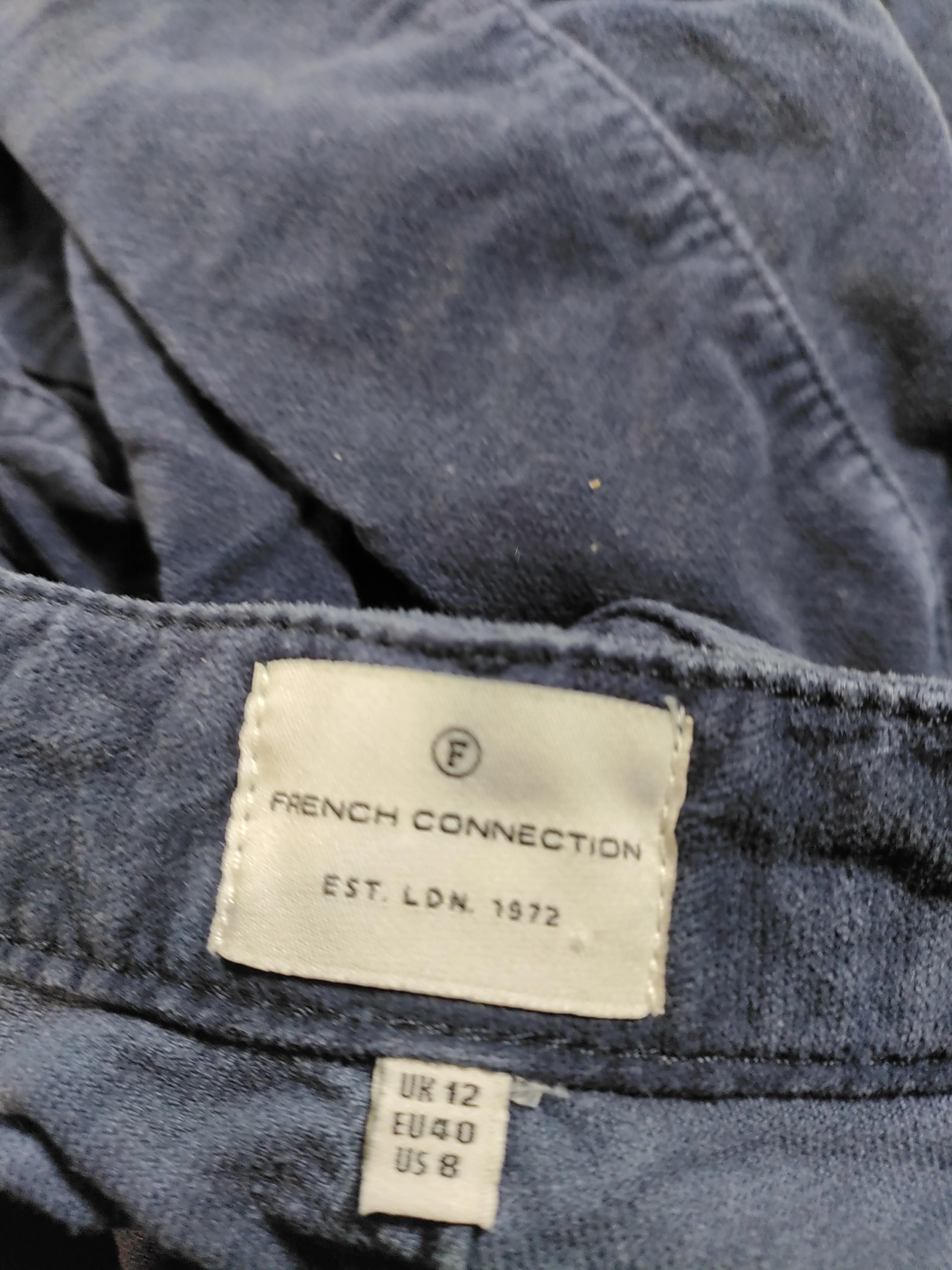 French Connection Women's Trousers UK 12 Blue Cotton with Elastane Tapered Chino - Image 5