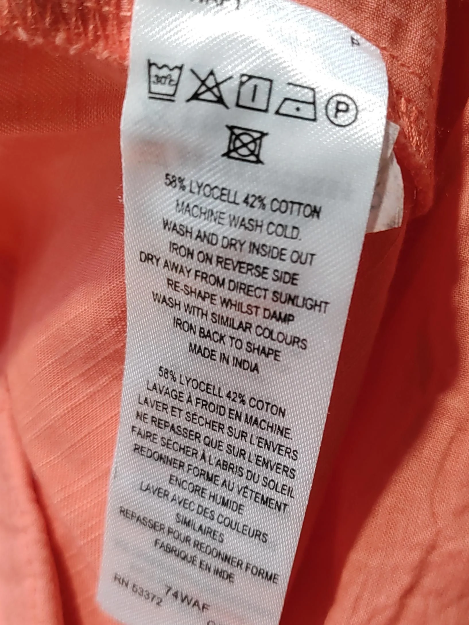 French Connection Women's Trousers UK 12 Orange Lyocell Modal with Cotton Chino - Image 6