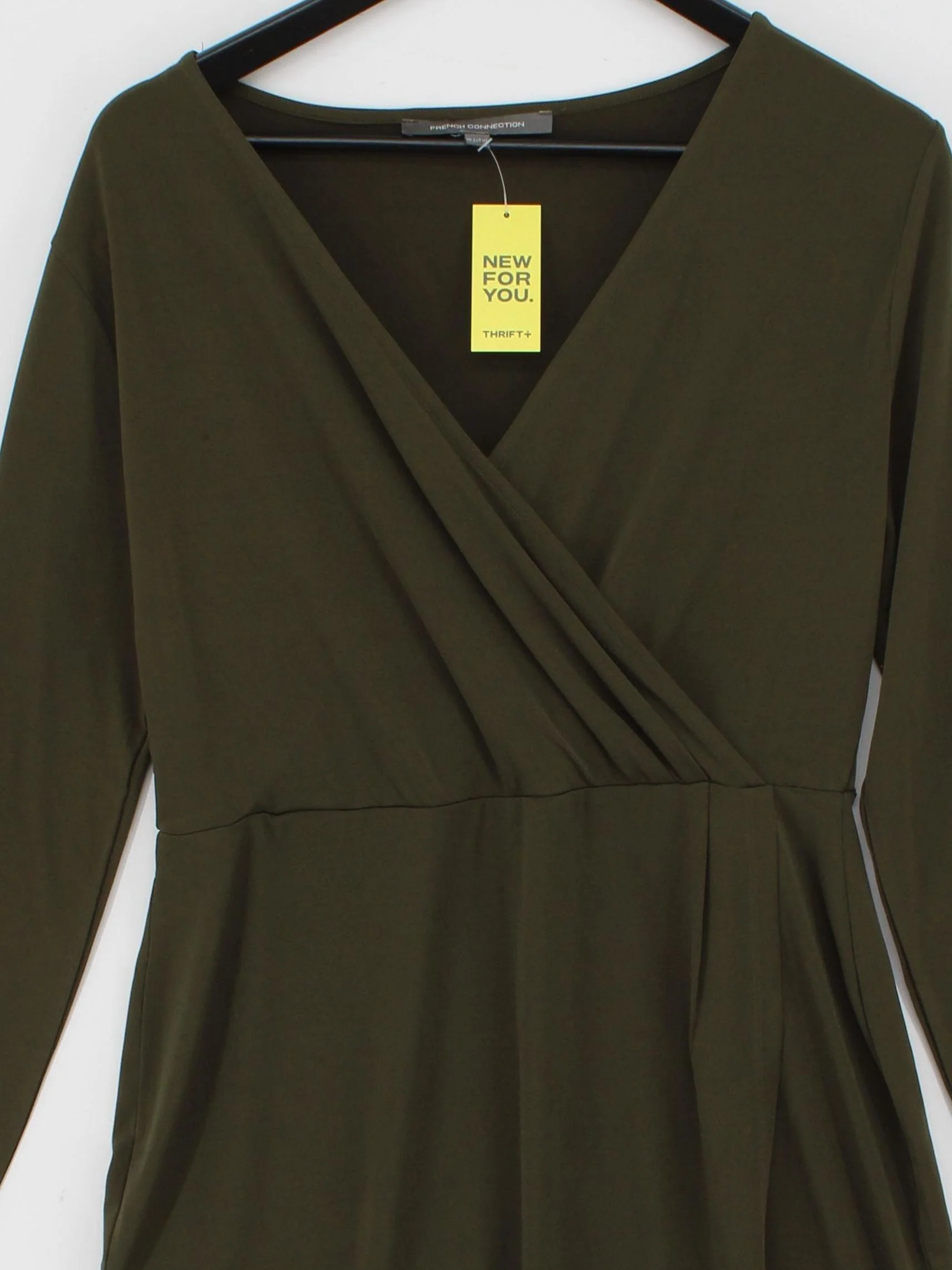 French Connection Wrap Mini Dress UK14 in Green - Image 3