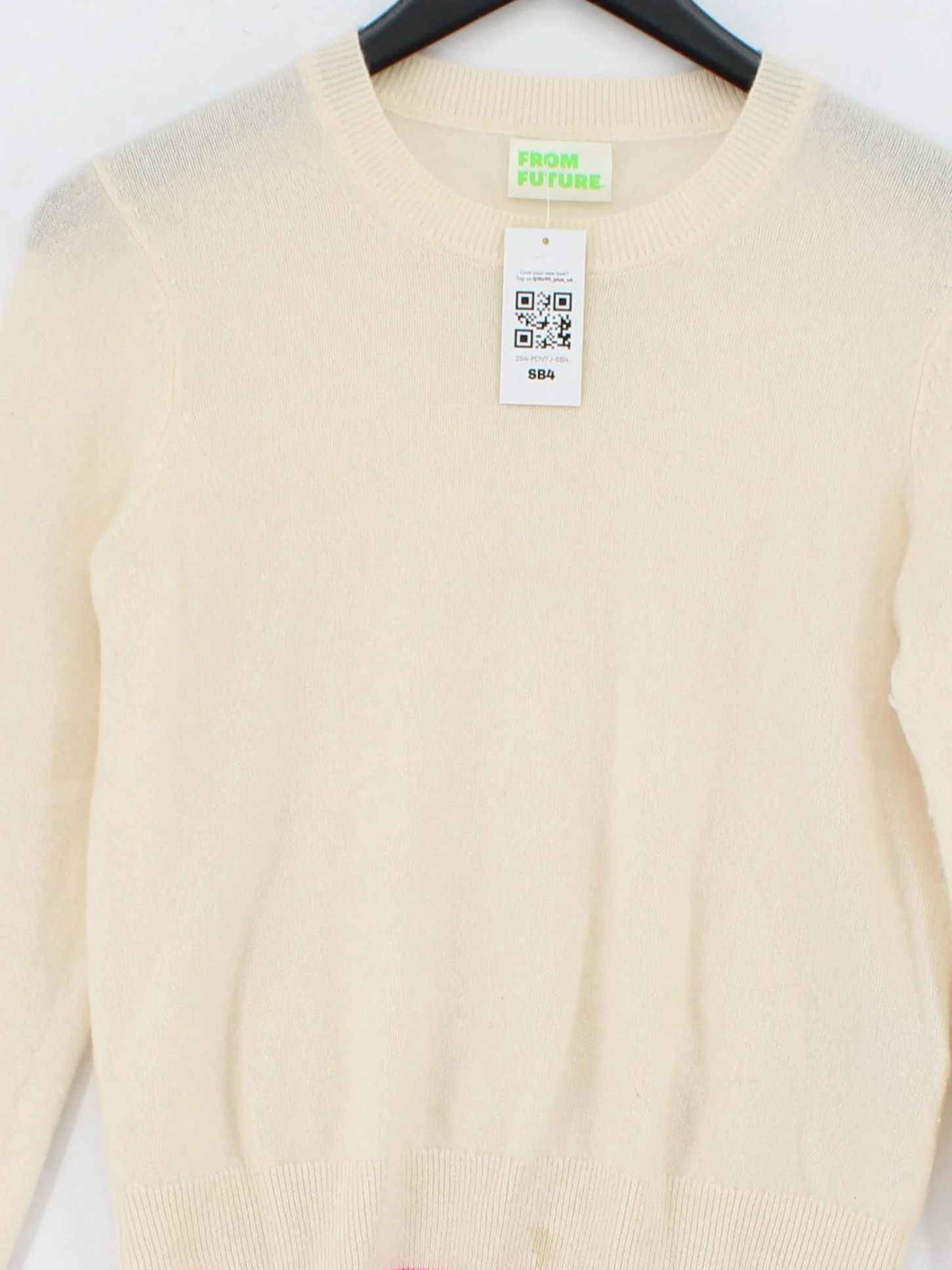 From Future. Women's Jumper XS Cream Striped 100% Cashmere Crew Neck Pullover - Image 3