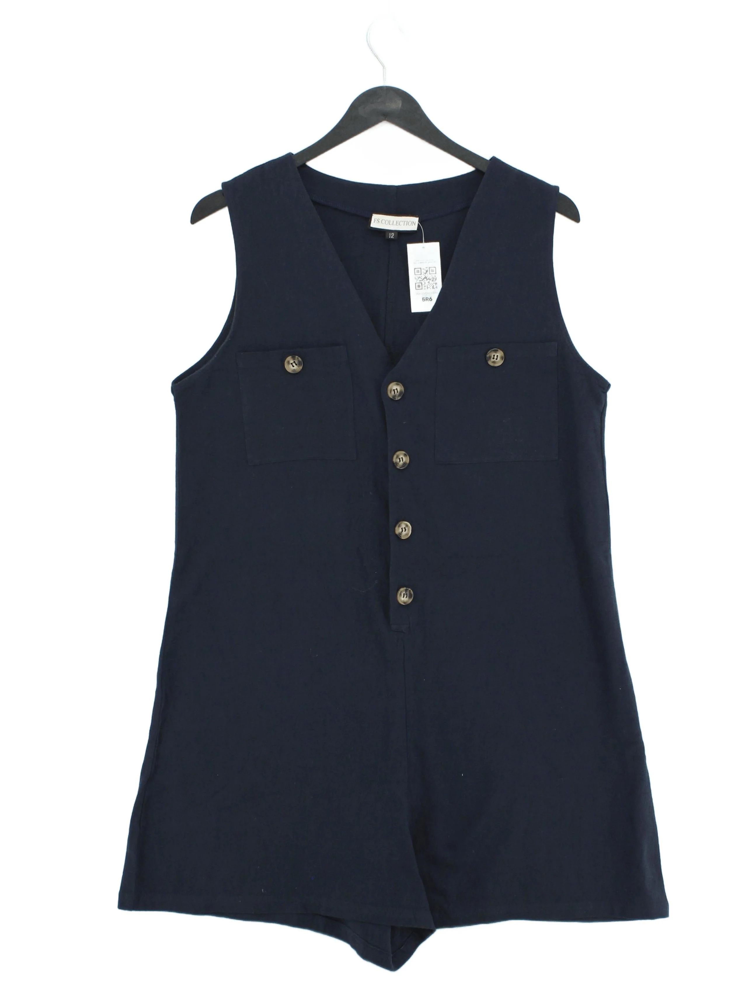 FS Collection Women's Playsuit UK 12 Blue 100% Cotton Playsuit