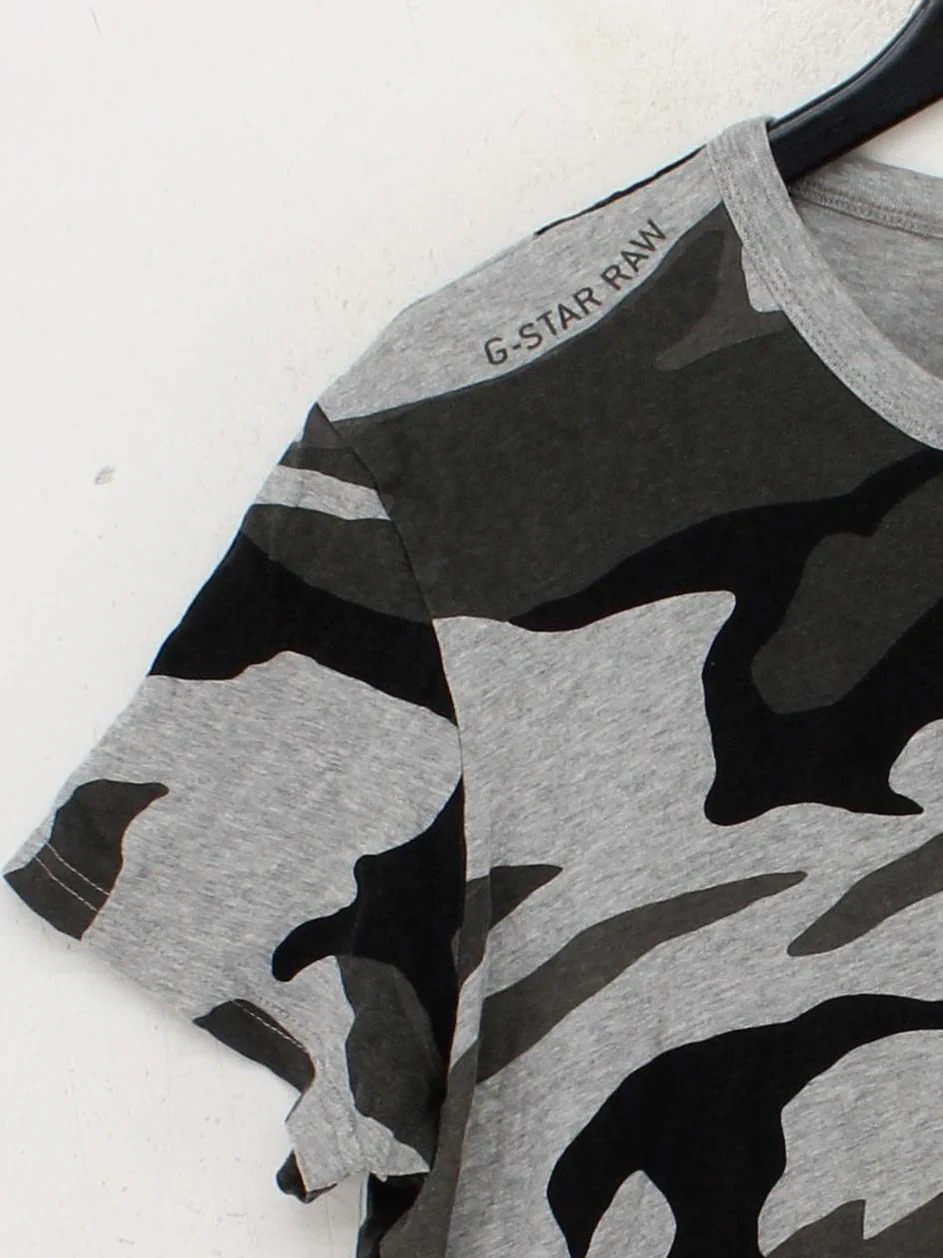 G-Star Raw Men's T-Shirt M Grey Camo 100% Cotton Basic - Image 4