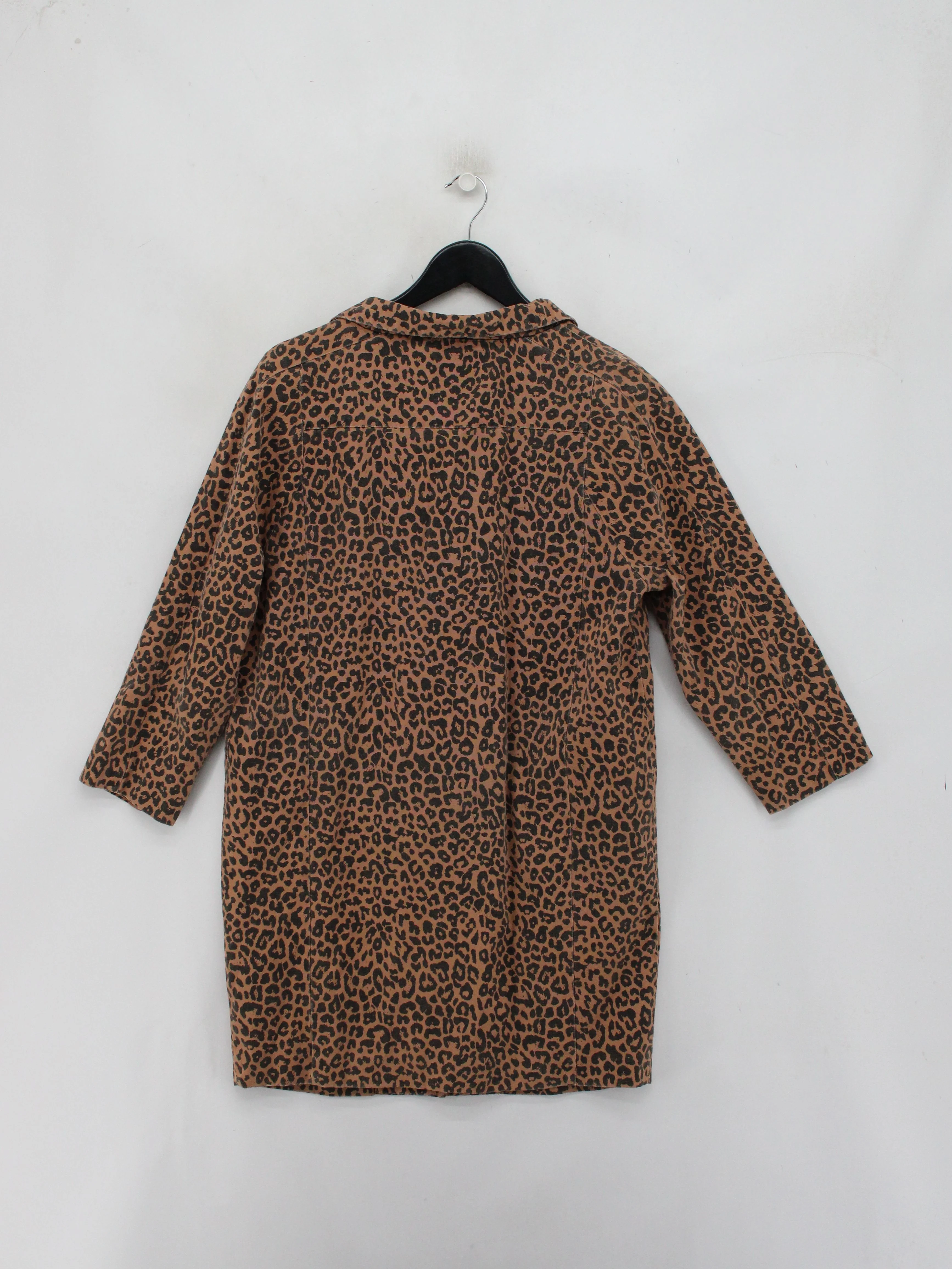 Ganni Women's Coat L Brown Animal Print 100% Cotton Overcoat - Image 2