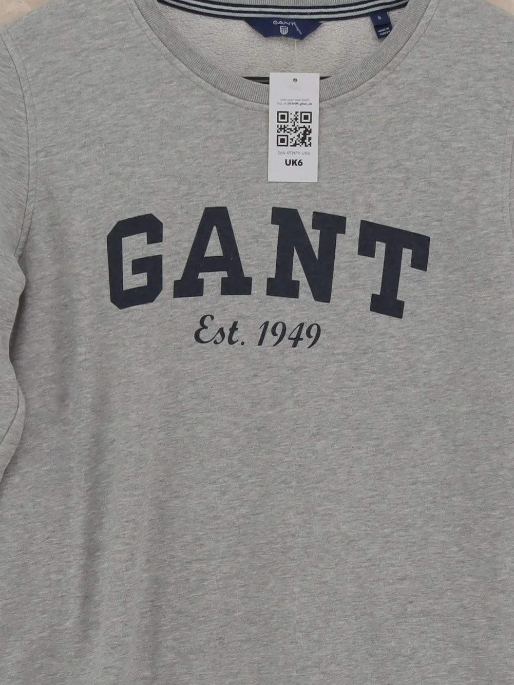 Gant Men's Hoodie S Grey Graphic Cotton with Polyester Pullover - Image 3
