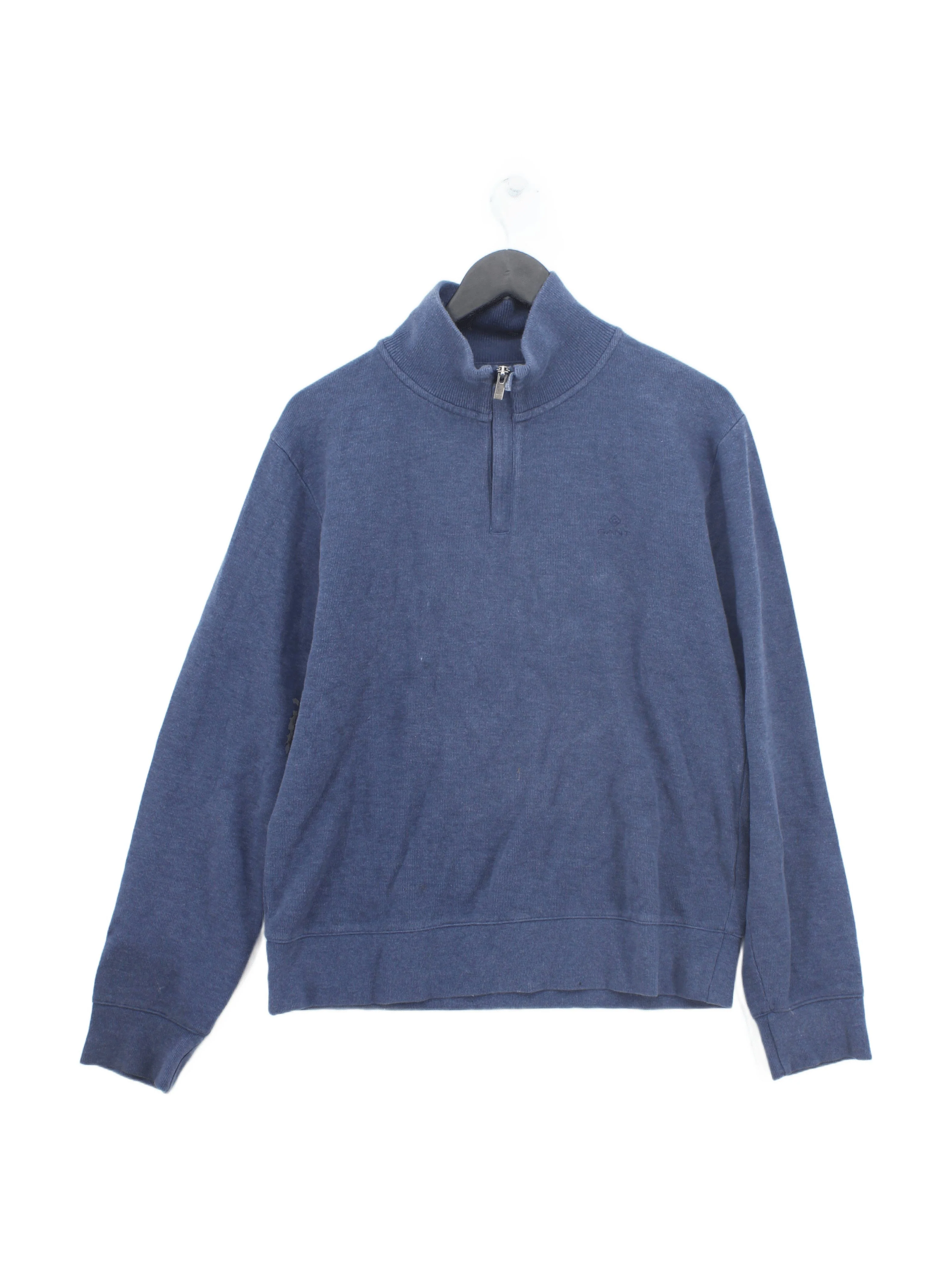Gant Men's Jumper M Blue 100% Cotton Mock Neck Pullover