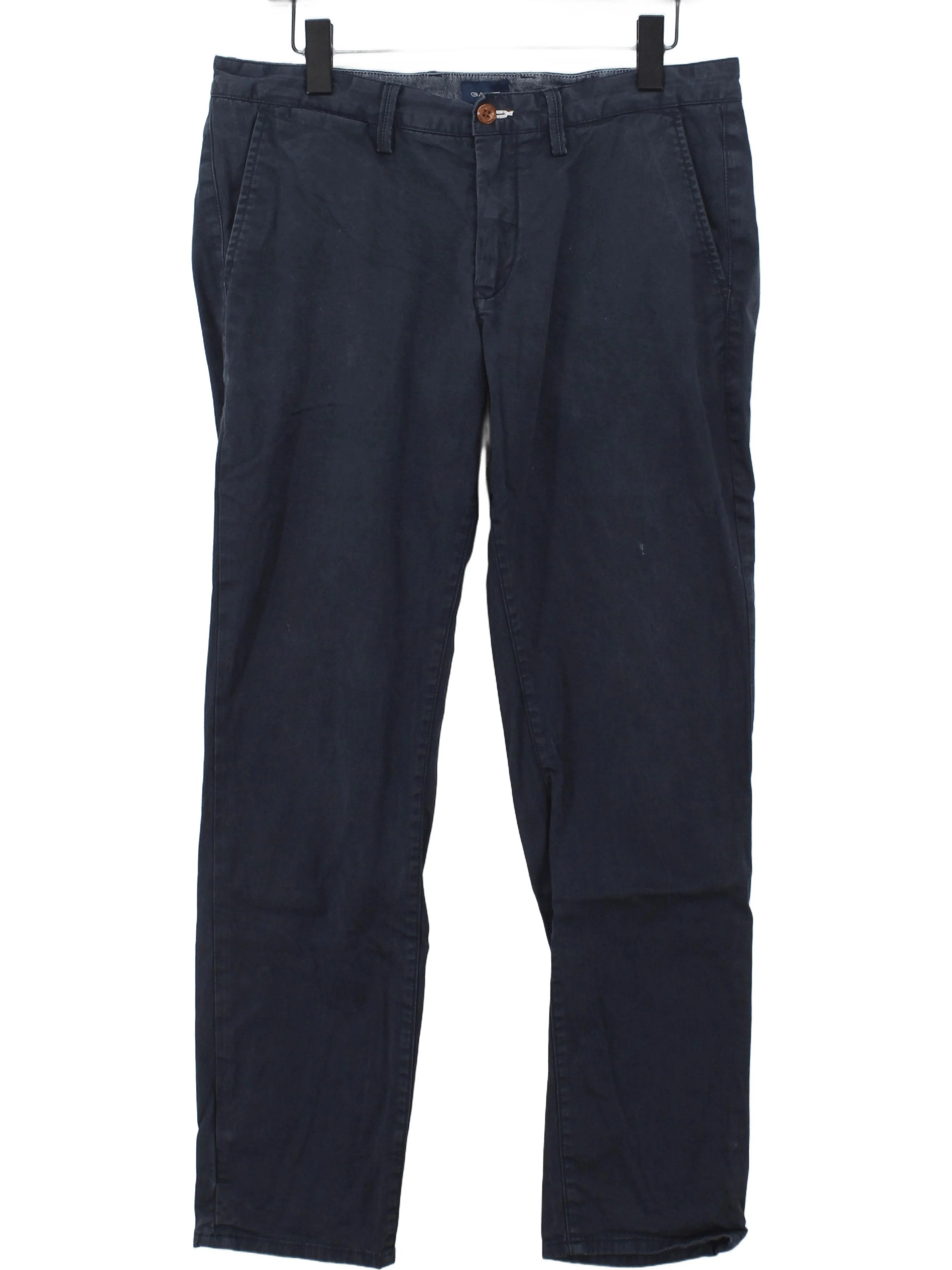 Gant Men's Trousers W 34 in; L 32 in Blue Cotton with Elastane Straight Chino