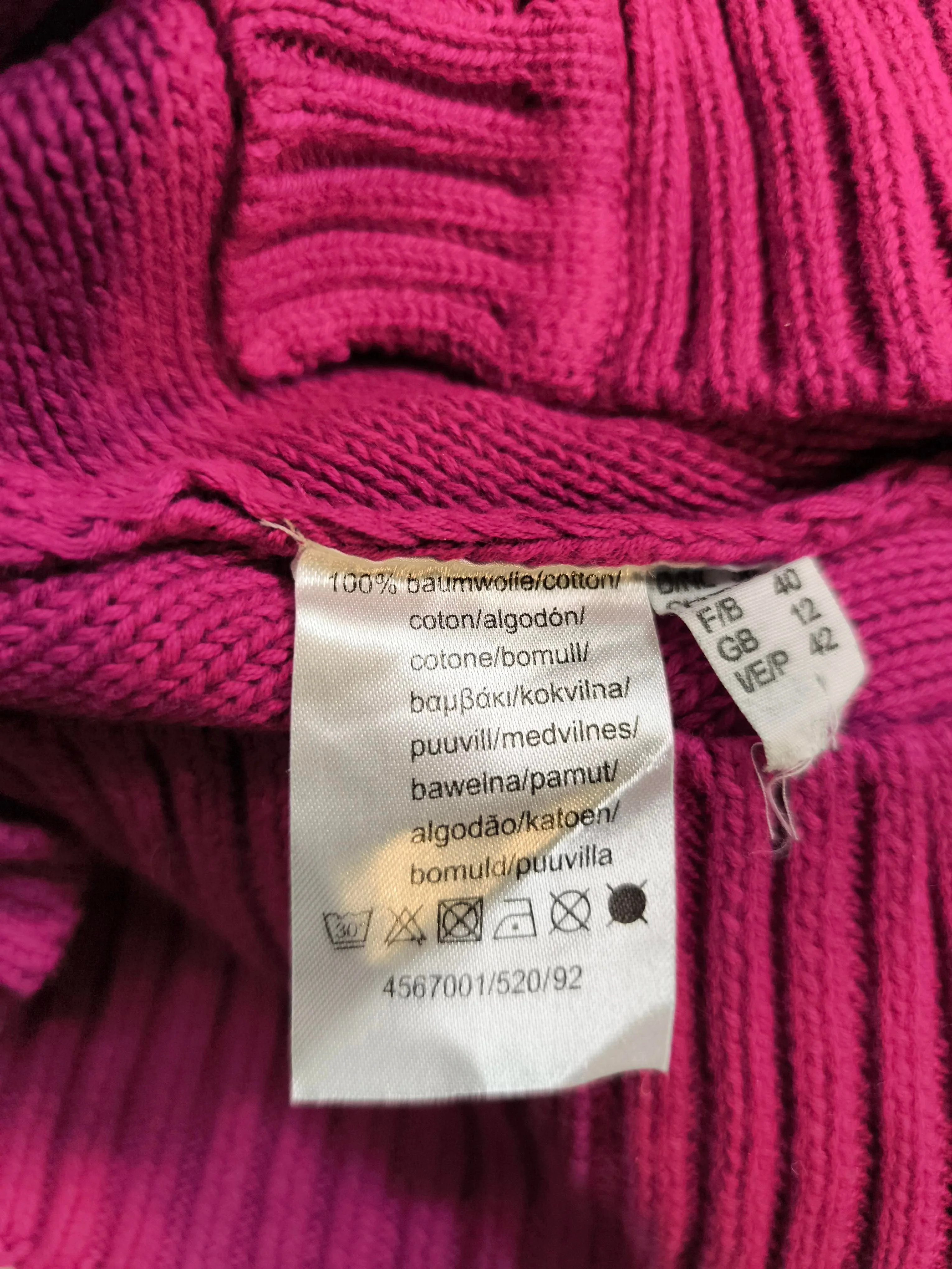Gelco Women's Cardigan UK 12 Pink 100% Cotton High Neck Cardigan - Image 6